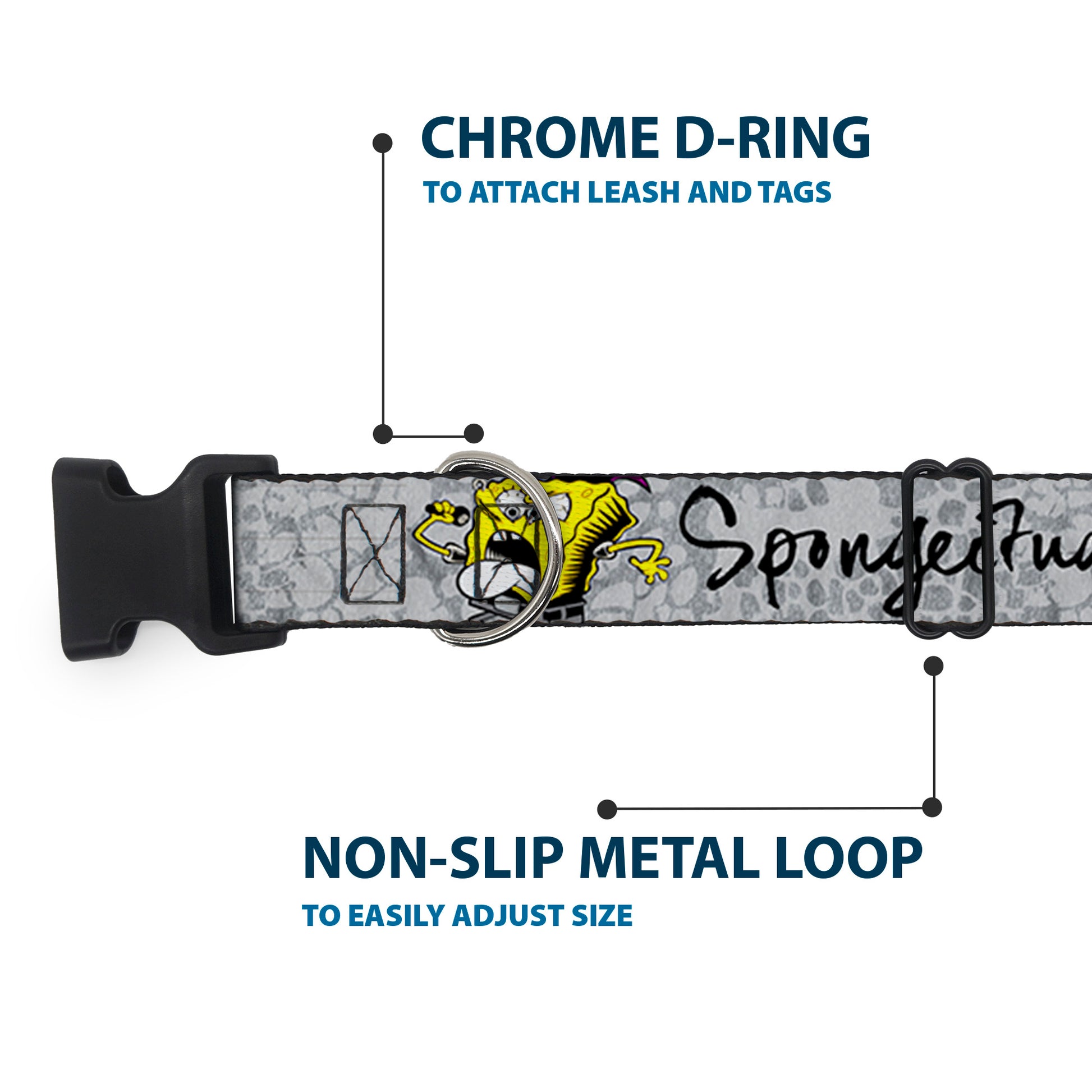 Plastic Clip Collar - SpongeBob 3-Poses SPONGEITUDE Grays/Black Plastic Clip Collars SpongeBob SquarePants