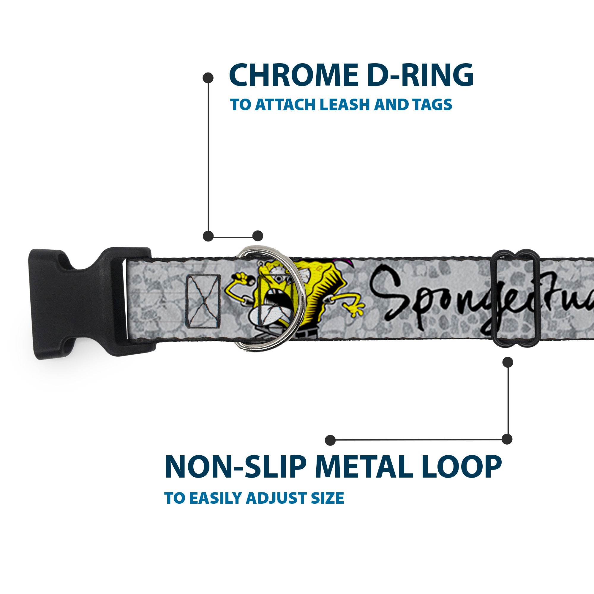 Plastic Clip Collar - SpongeBob 3-Poses SPONGEITUDE Grays/Black Plastic Clip Collars SpongeBob SquarePants