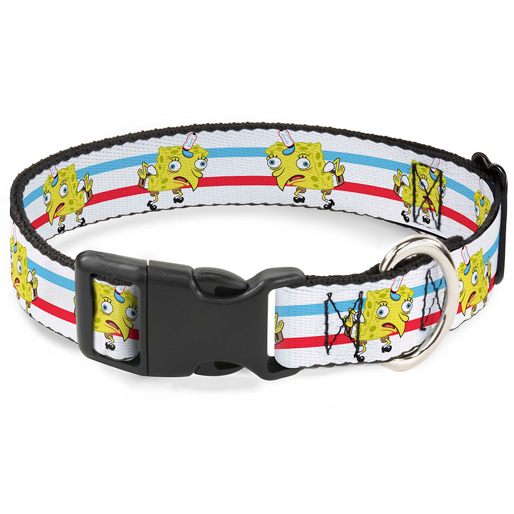 Plastic Clip Collar - Mocking SpongeBob Pose Stripe White/Blue/Red Plastic Clip Collars SpongeBob SquarePants
