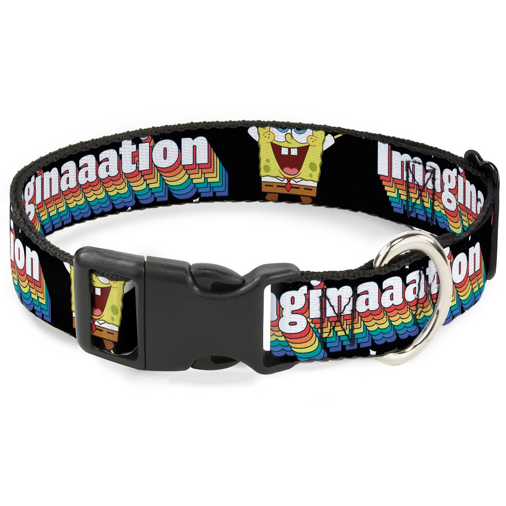 Plastic Clip Collar - SpongeBob Arms Up Rainbow Pose/IMAGINAAATION Black/Multi Color Plastic Clip Collars SpongeBob SquarePants