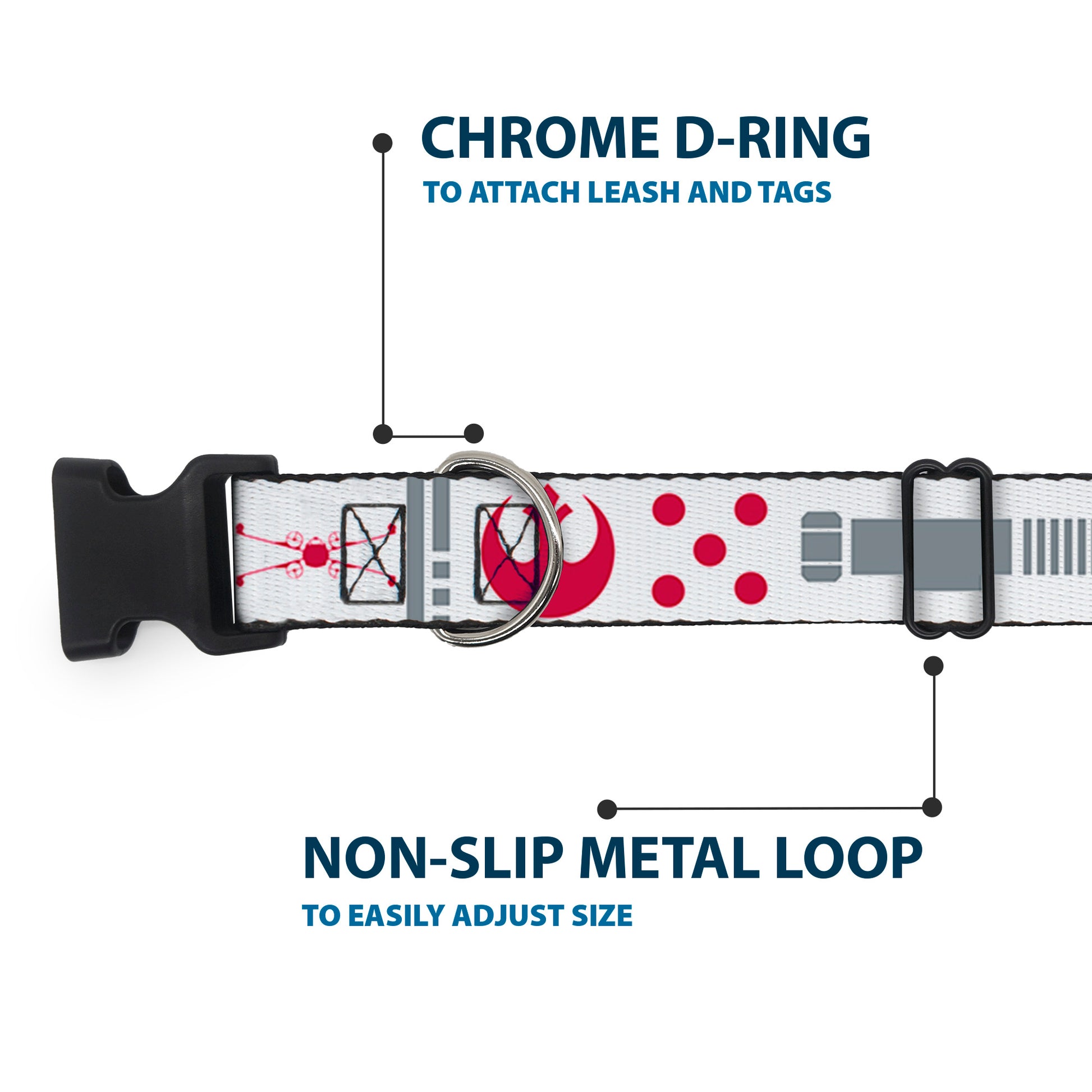 Plastic Clip Collar - Star Wars REBEL PILOT Rebel Alliance Insignia/Lightsaber/X-Wing Fighter White/Red/Yellow/Gray Plastic Clip Collars Star Wars