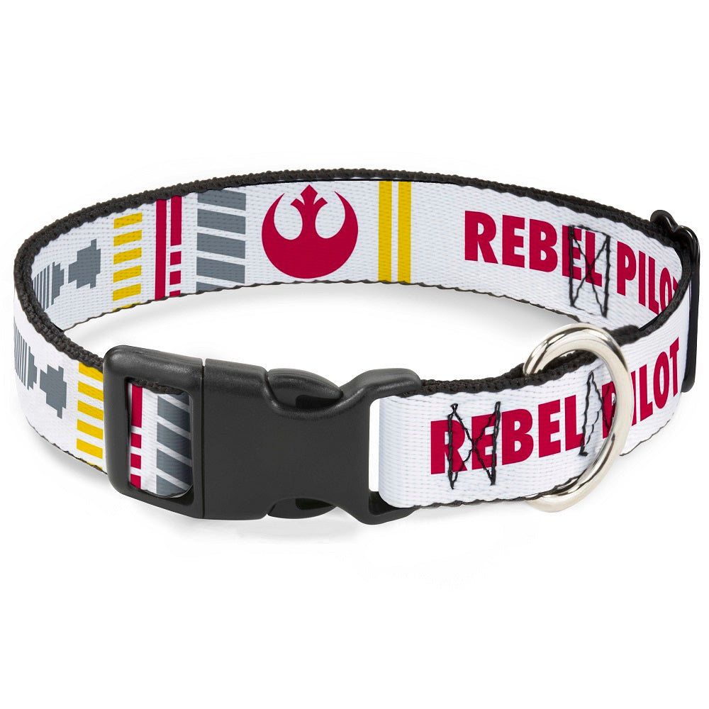 Plastic Clip Collar - Star Wars REBEL PILOT Rebel Alliance Insignia/Lightsaber/X-Wing Fighter White/Red/Yellow/Gray Plastic Clip Collars Star Wars