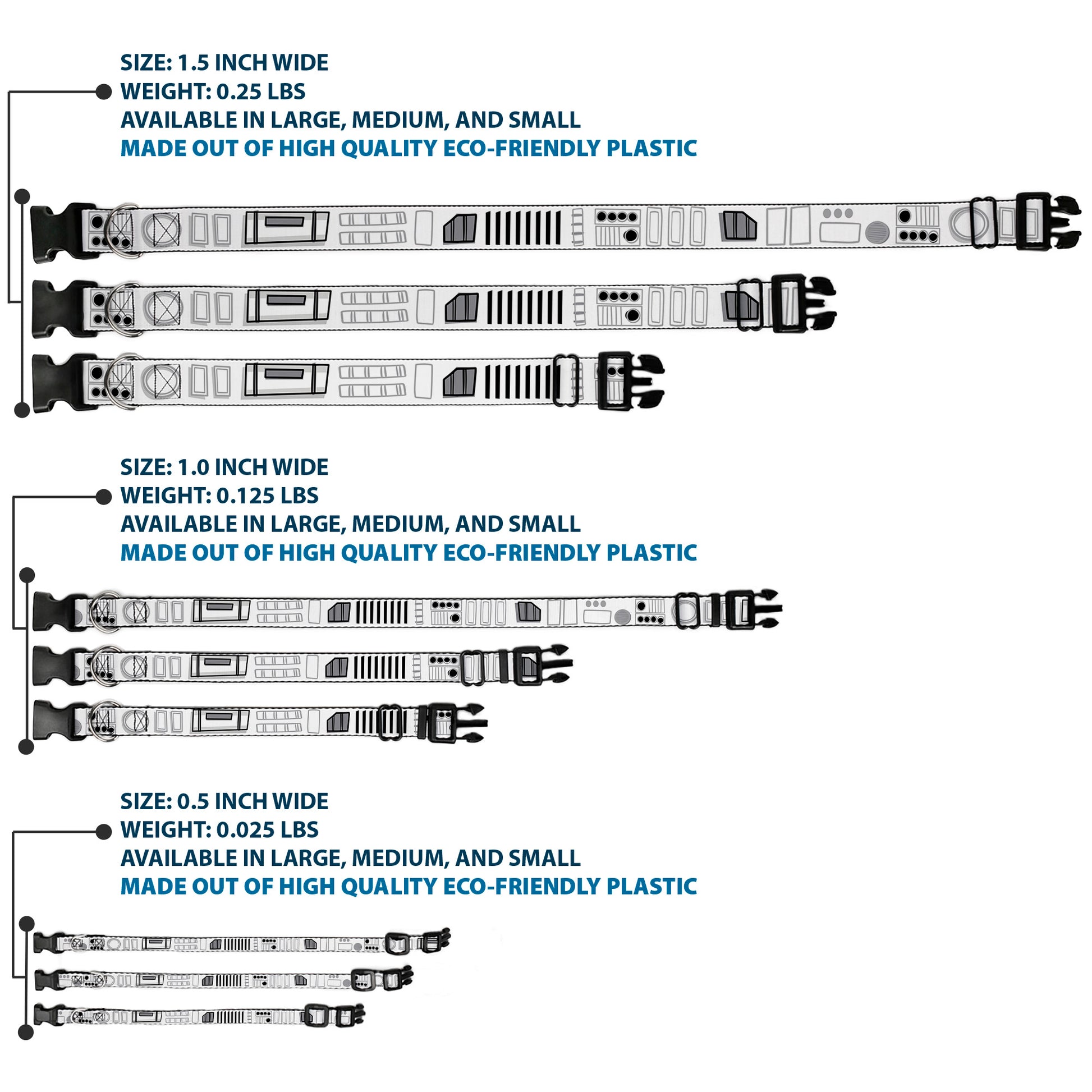 Plastic Clip Collar - Star Wars Stormtroopers Utility Belt2 Bounding White/Grays/Black Plastic Clip Collars Star Wars