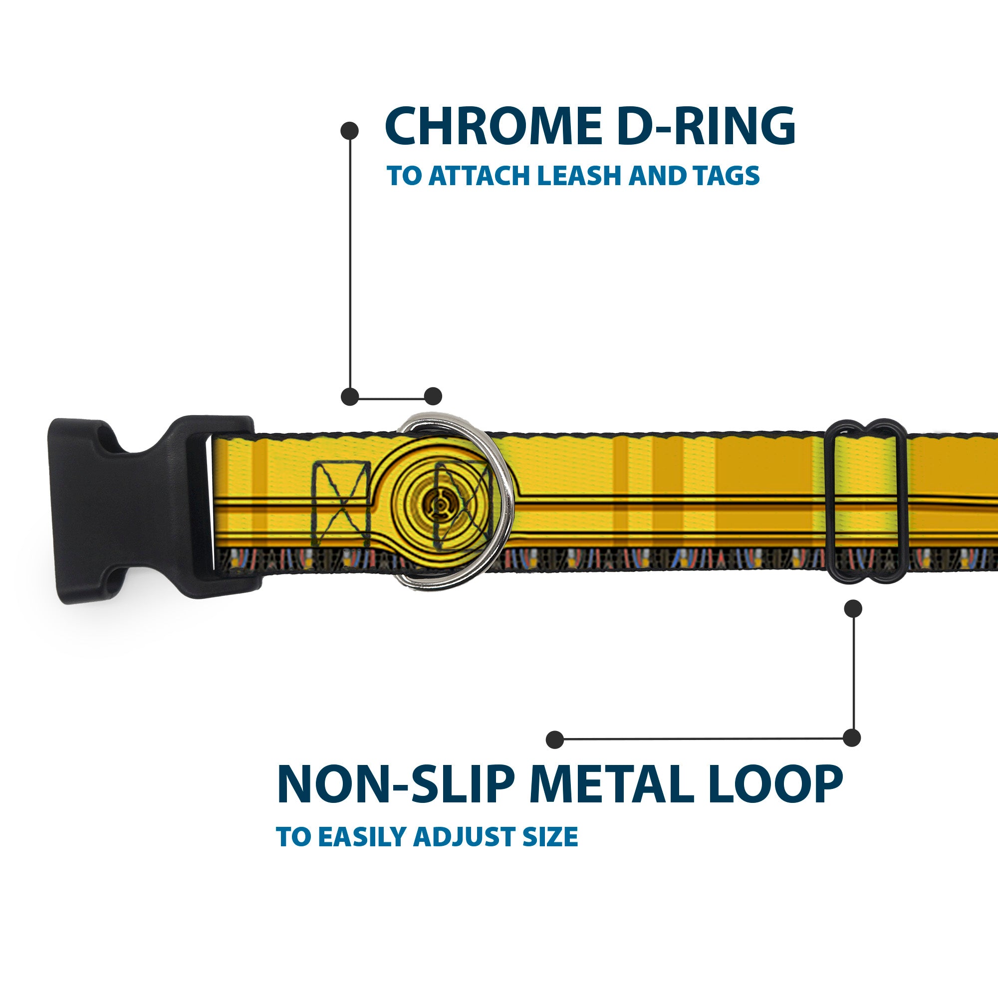 Plastic Clip Collar - Star Wars C3-PO Wires Bounding2 Yellows/Black/Multi Color Plastic Clip Collars Star Wars
