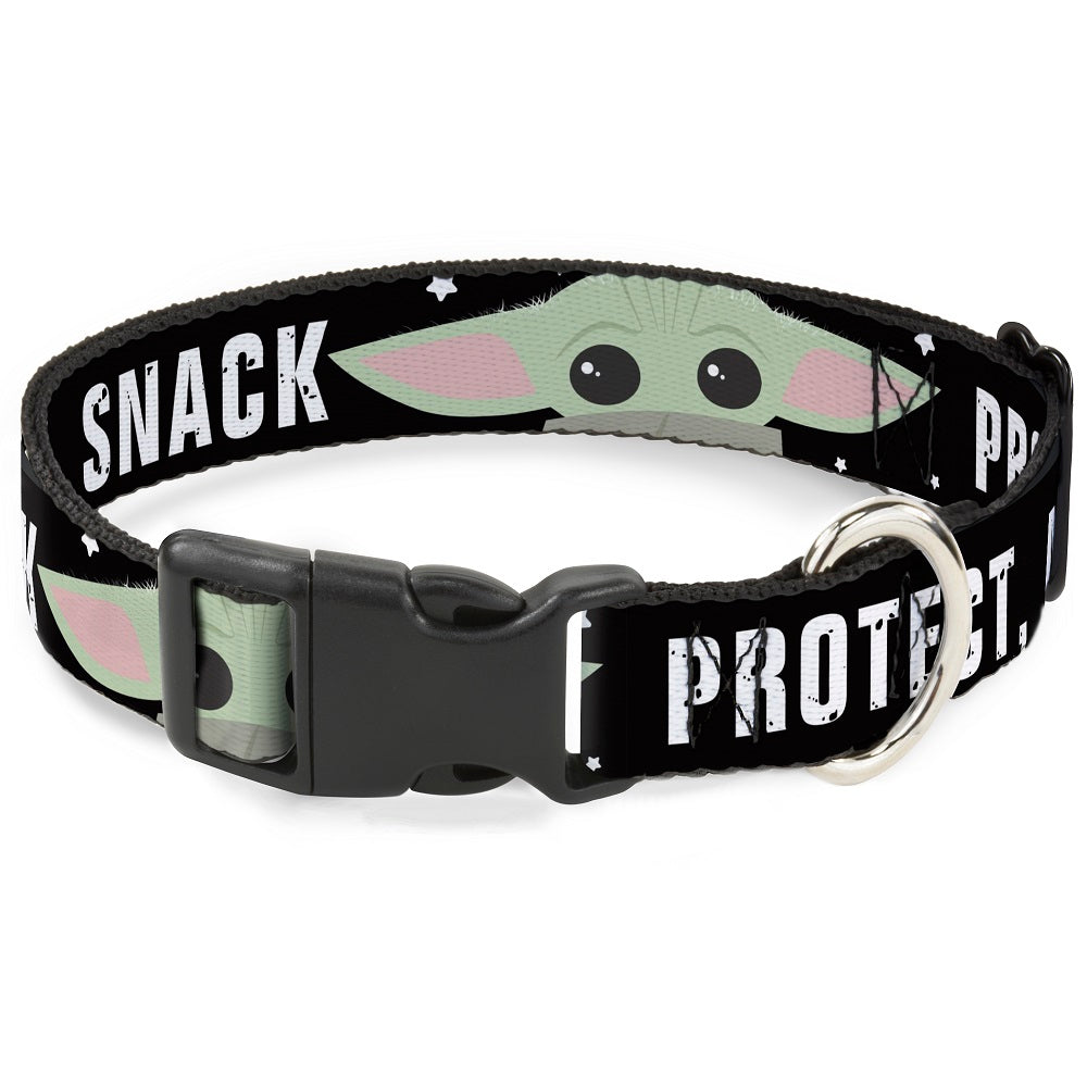 Plastic Clip Collar - Star Wars The Child Chibi Face PROTECT ATTACK SNACK Black/White Plastic Clip Collars Star Wars