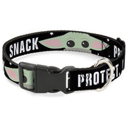 Plastic Clip Collar - Star Wars The Child Chibi Face PROTECT ATTACK SNACK Black/White Plastic Clip Collars Star Wars