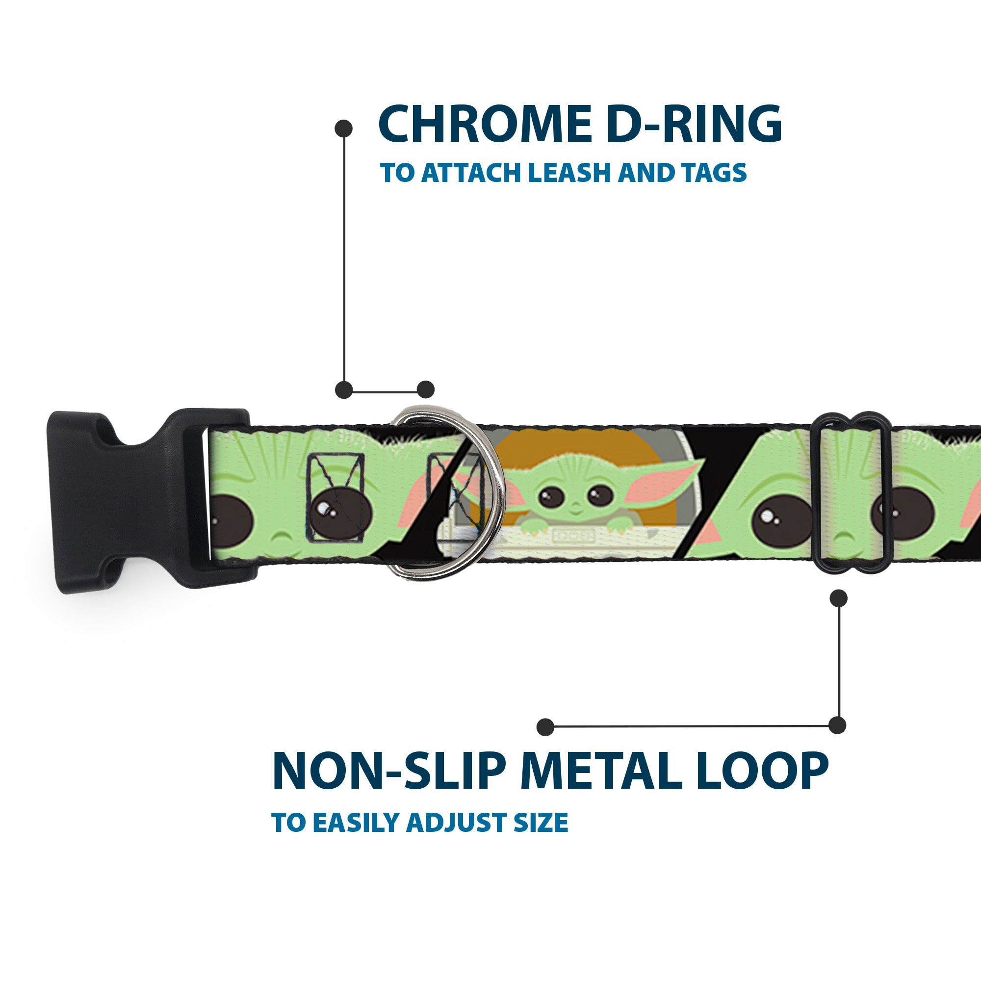 Plastic Clip Collar - Star Wars The Child Chibi Face Blocks Black Plastic Clip Collars Star Wars