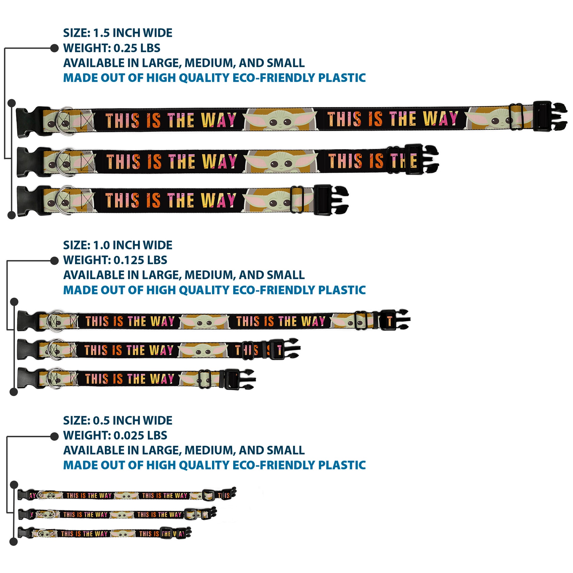 Plastic Clip Collar - Star Wars The Child Chibi Pod Pose THIS IS THE WAY Black/Multi Color Plastic Clip Collars Star Wars