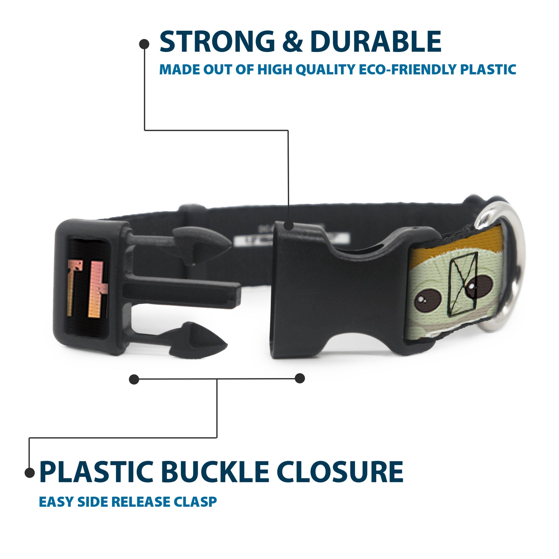 Plastic Clip Collar - Star Wars The Child Chibi Pod Pose THIS IS THE WAY Black/Multi Color Plastic Clip Collars Star Wars