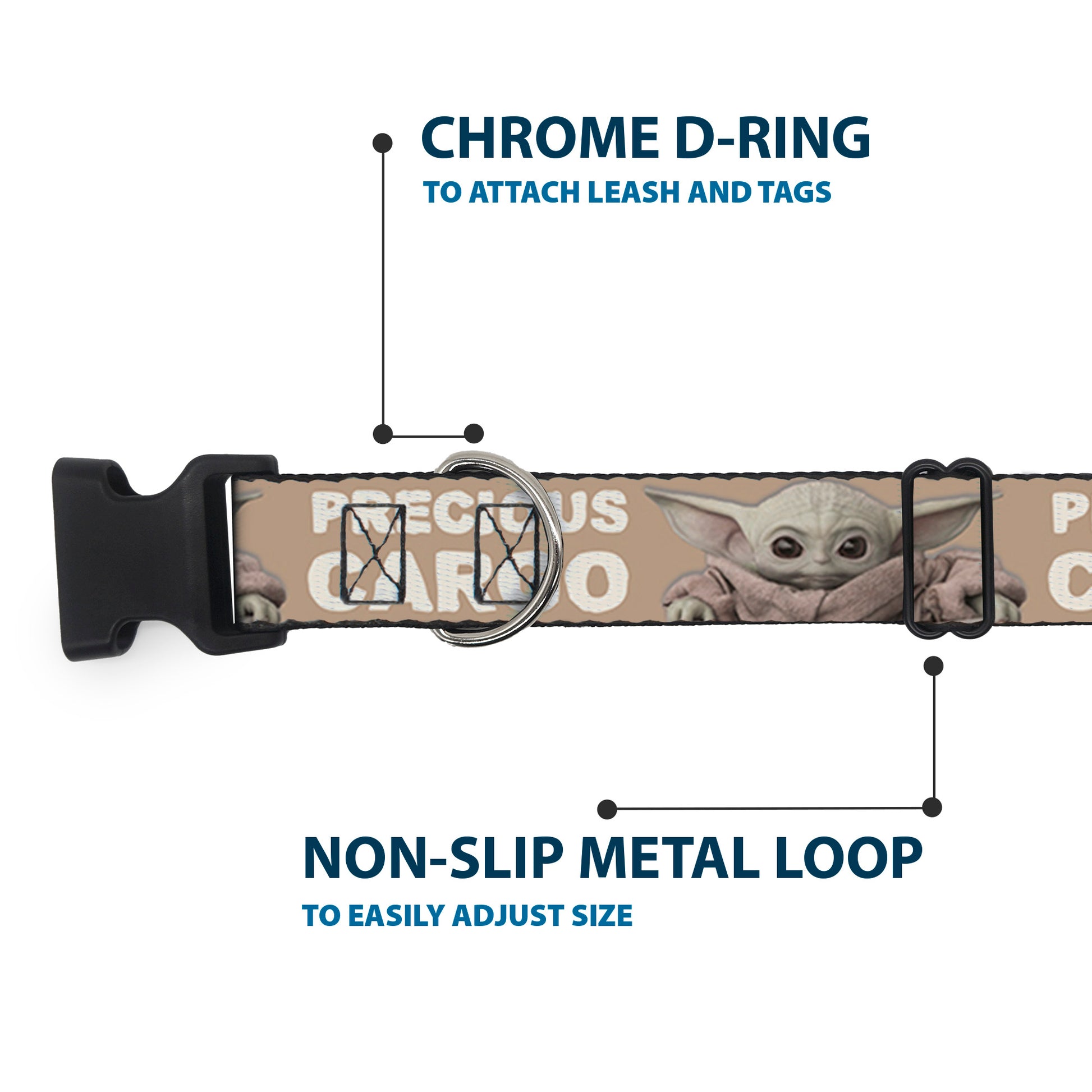 Plastic Clip Collar - Star Wars The Child Sitting Pose PRECIOUS CARGO Tan/White Plastic Clip Collars Star Wars