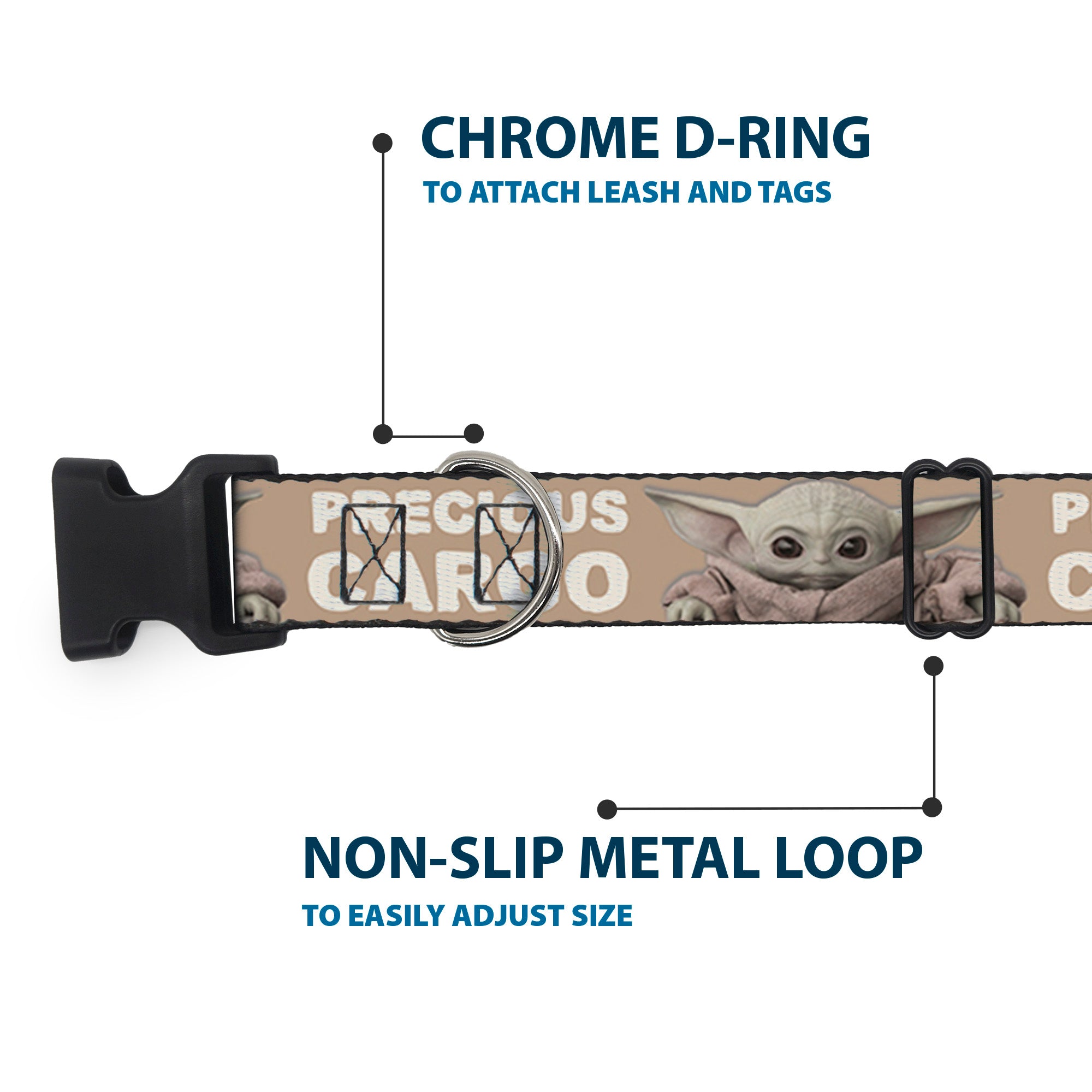 Plastic Clip Collar - Star Wars The Child Sitting Pose PRECIOUS CARGO Tan/White Plastic Clip Collars Star Wars