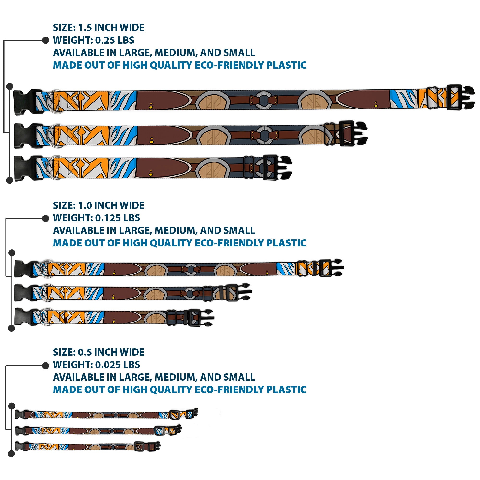 Plastic Clip Collar - Star Wars The Clone Wars Ahsoka Tano Bounding Elements2 Plastic Clip Collars Star Wars