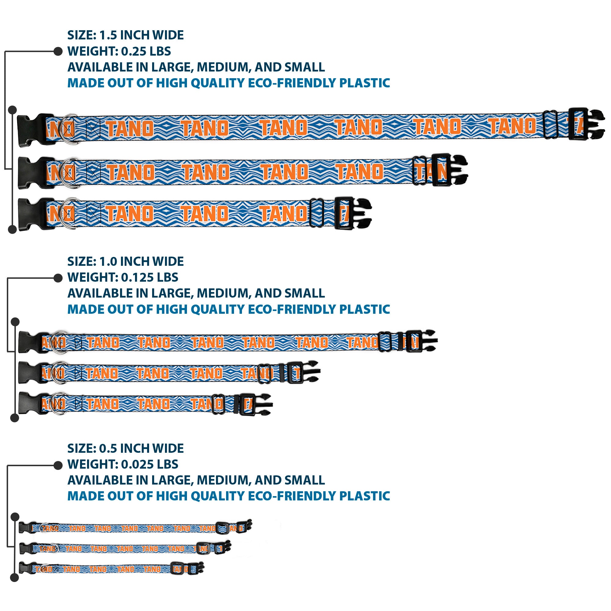 Plastic Clip Collar - Star Wars The Clone Wars Ahsoka TANO Text Waves White/Blue/Orange Plastic Clip Collars Star Wars