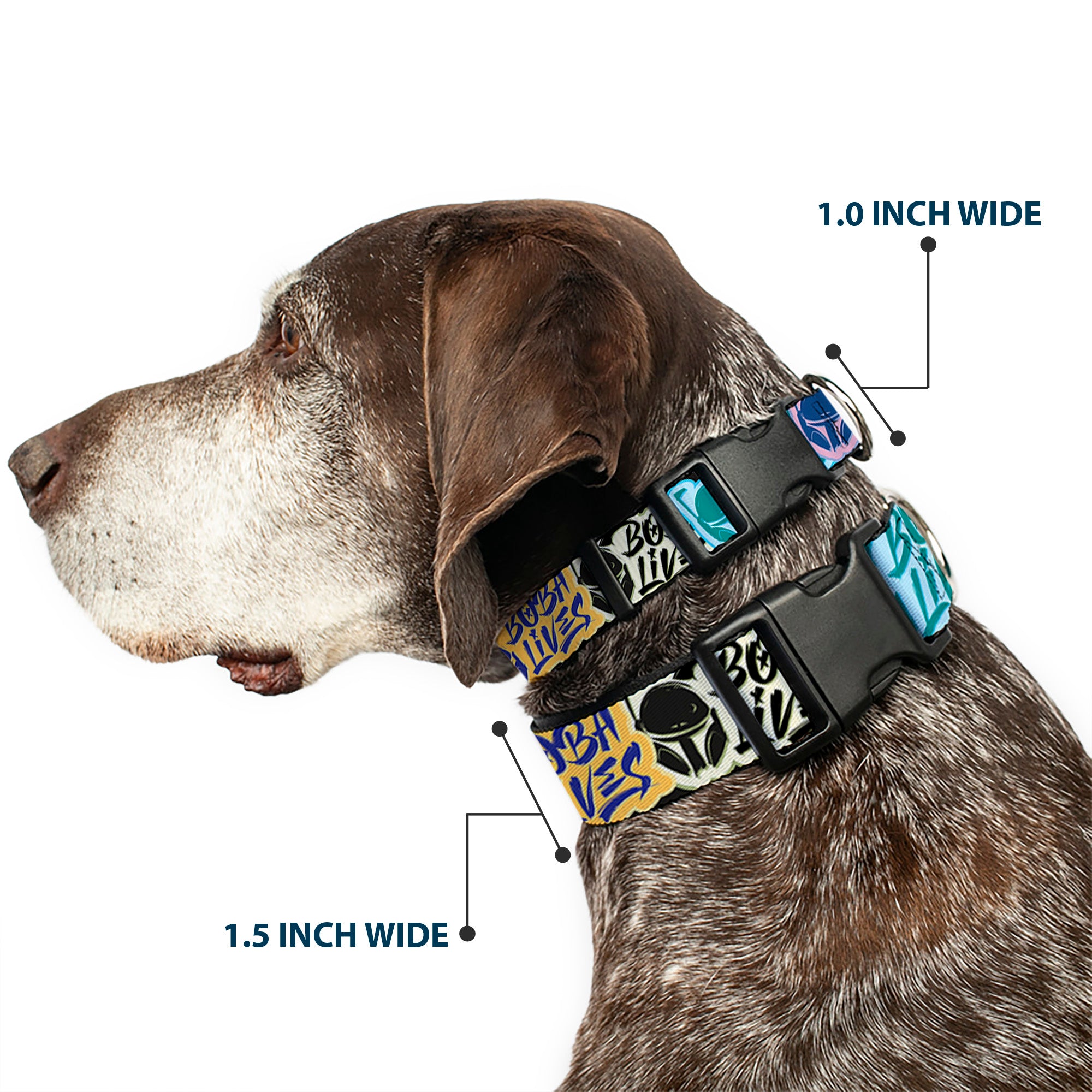 Plastic Clip Collar - Boba Fett BOBA LIVES Graffiti Stacked Multi Color Plastic Clip Collars Star Wars