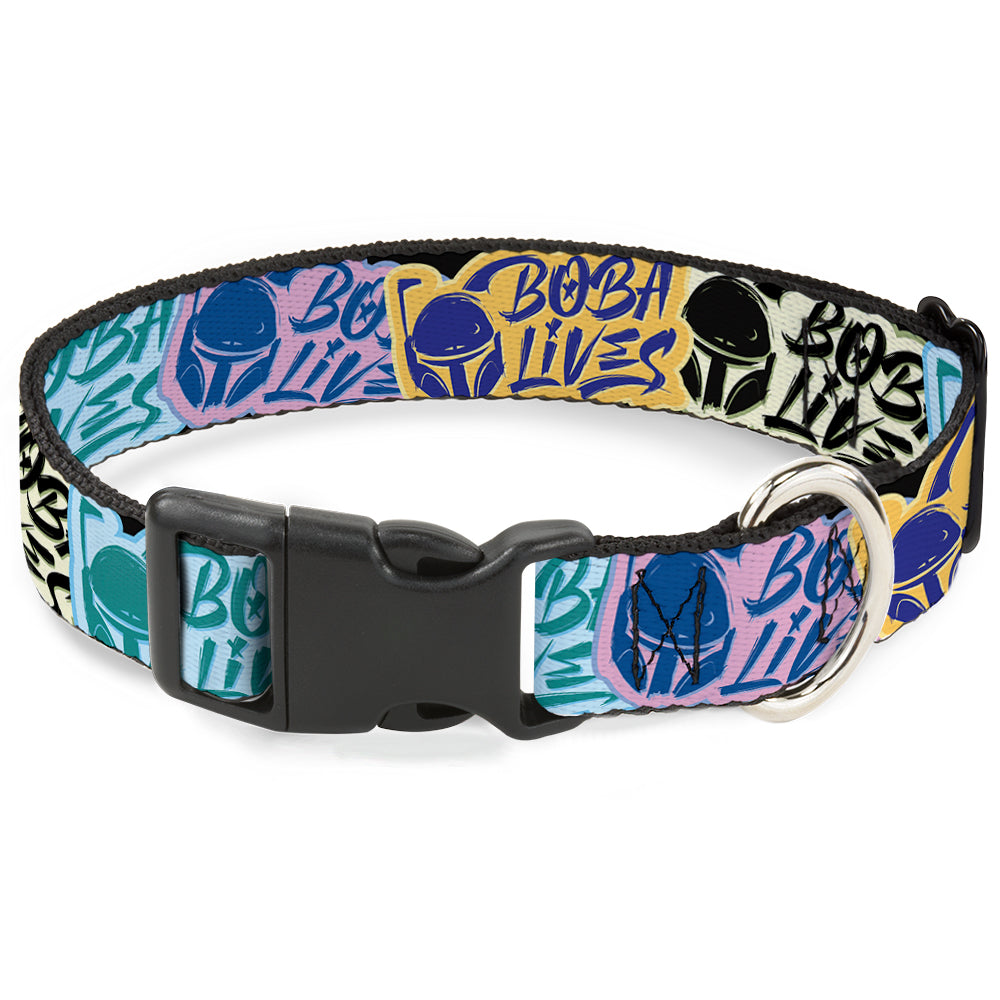 Plastic Clip Collar - Boba Fett BOBA LIVES Graffiti Stacked Multi Color Plastic Clip Collars Star Wars