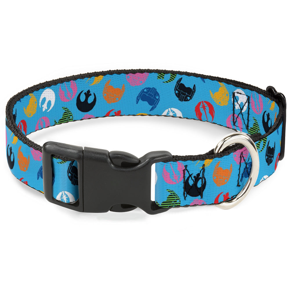 Plastic Clip Collar - Star Wars Jedi Order and Rebel Alliance Icons Scattered Blue/Multi Color Plastic Clip Collars Star Wars