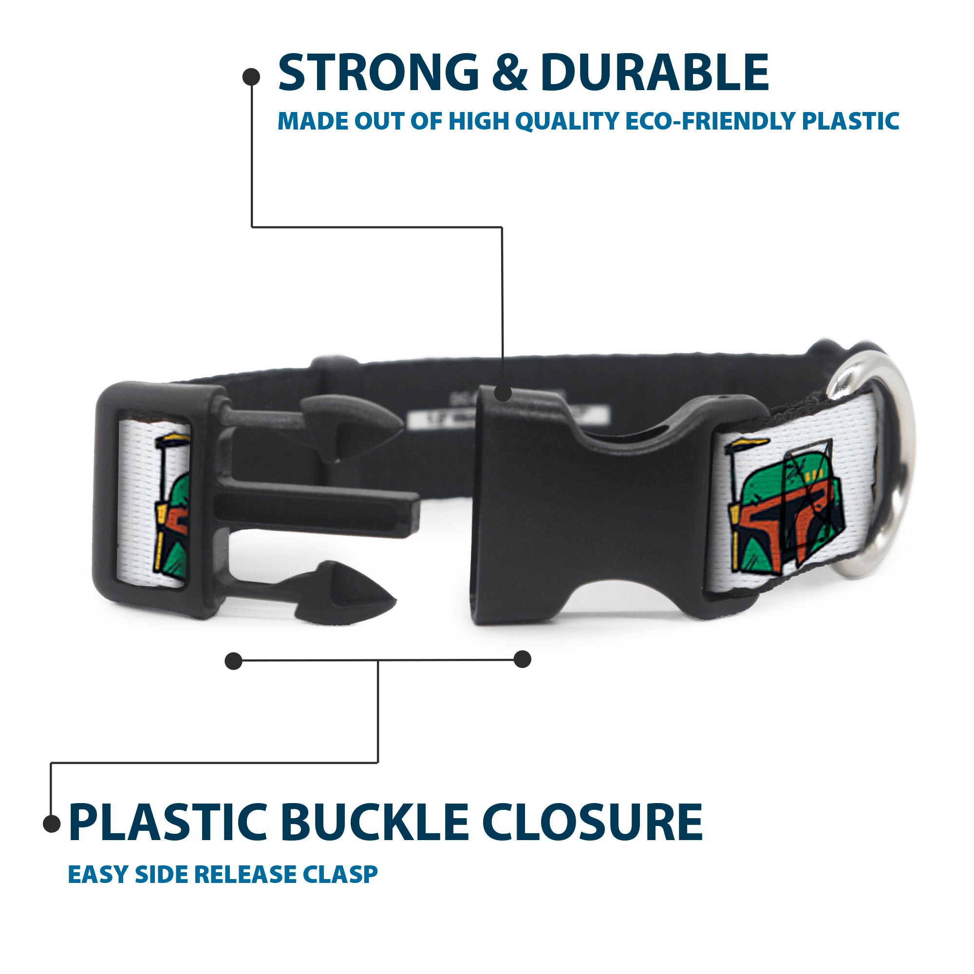 Plastic Clip Collar - Star Wars 6-Character Faces White Plastic Clip Collars Star Wars