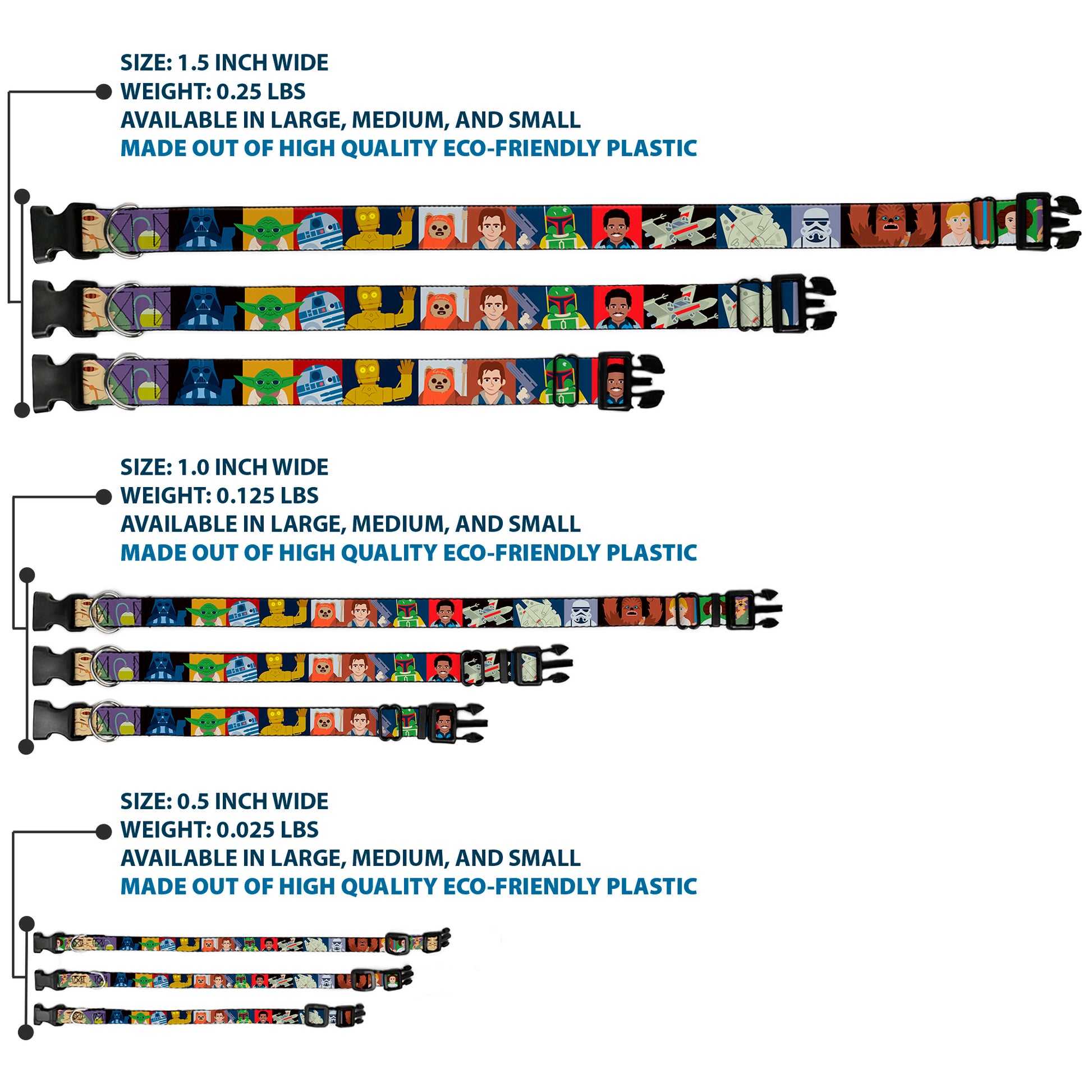 Plastic Clip Collar - Star Wars Classic 16-Character Pose Blocks Multi Color Plastic Clip Collars Star Wars