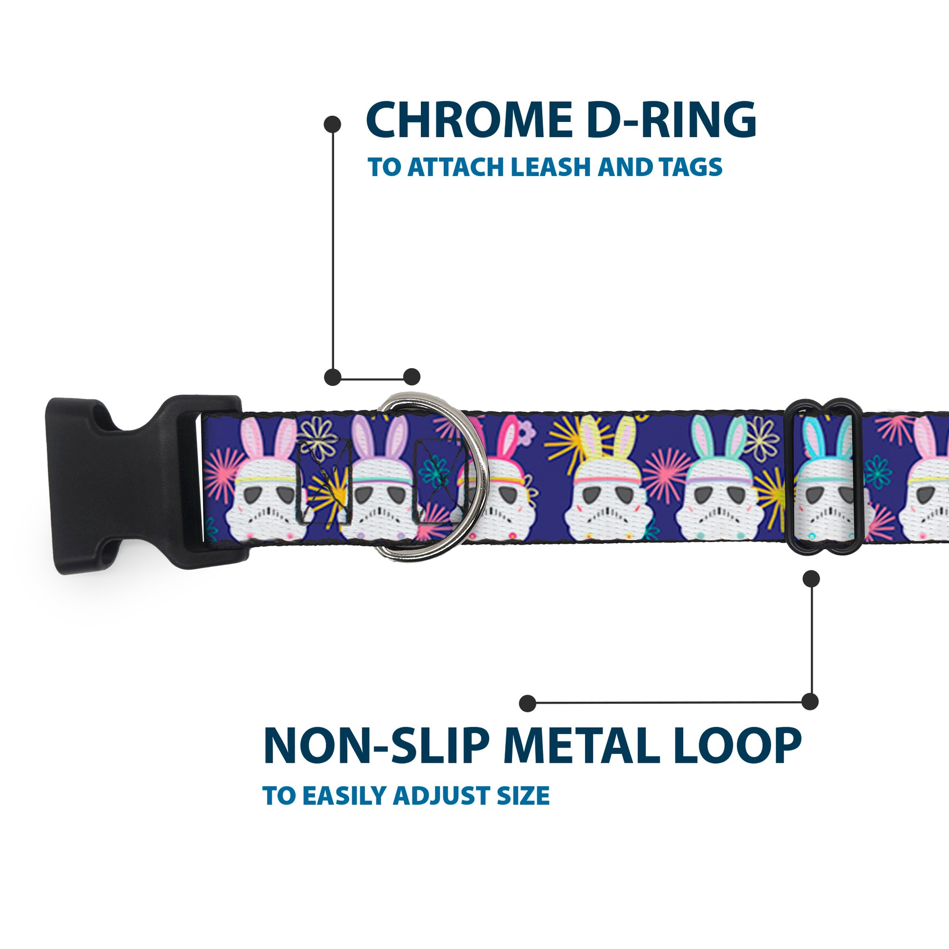 Plastic Clip Collar - Star Wars Holiday Stormtrooper Easter Bunny Ears Purple Plastic Clip Collars Star Wars