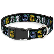Plastic Clip Collar - Star Wars the Mandalorian Helmets Black/Multi Color Plastic Clip Collars Star Wars