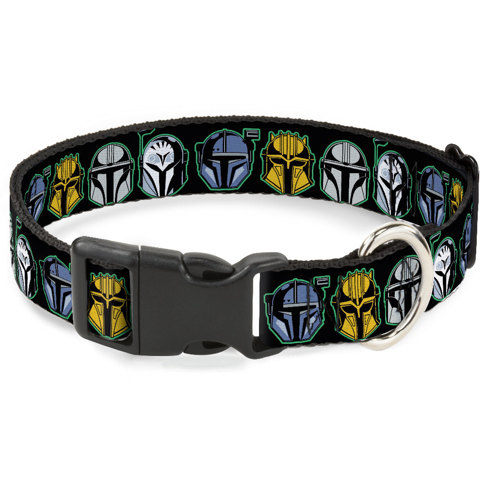 Plastic Clip Collar - Star Wars the Mandalorian Helmets Black/Multi Color Plastic Clip Collars Star Wars