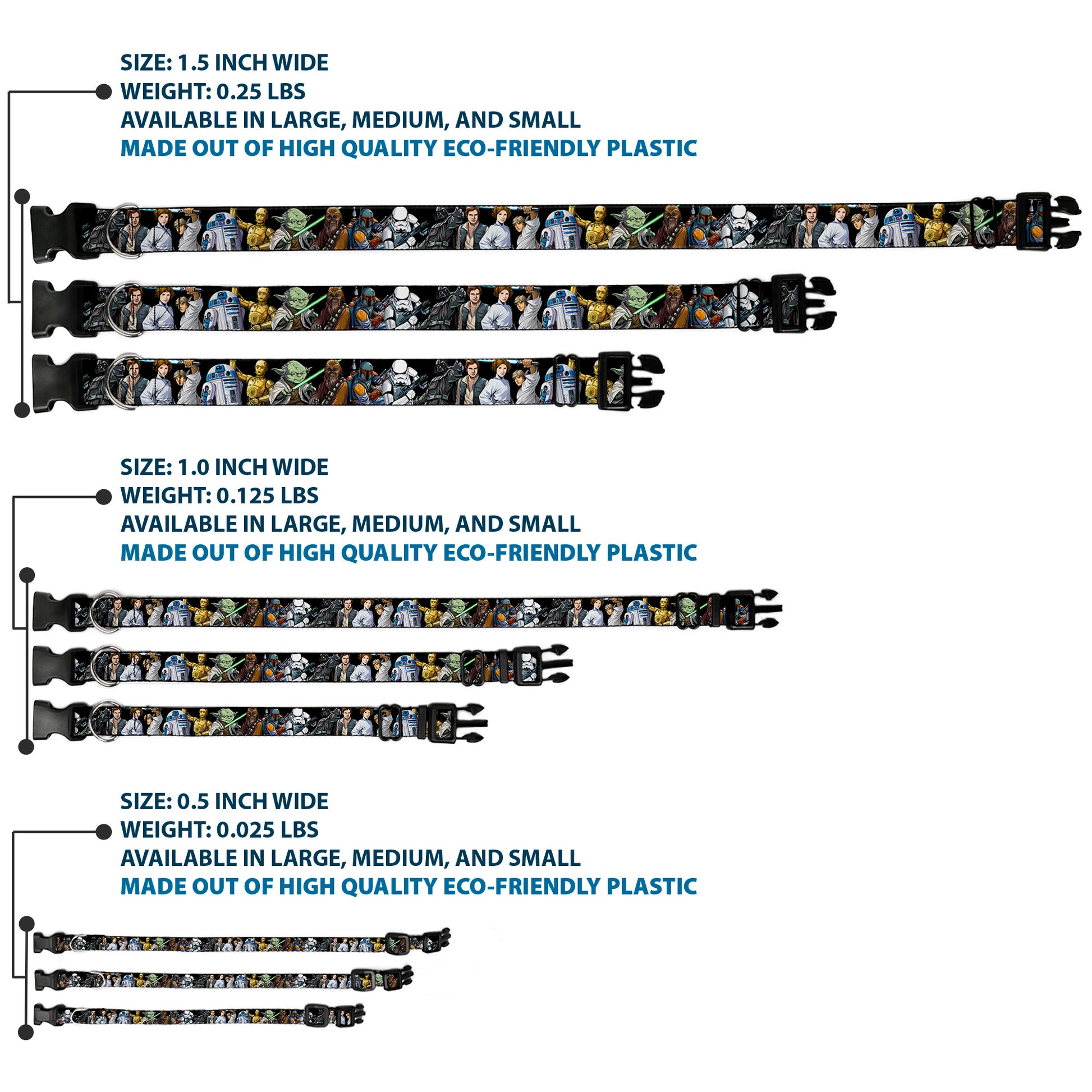 Plastic Clip Collar - Star Wars Classic Character Poses Black Plastic Clip Collars Star Wars