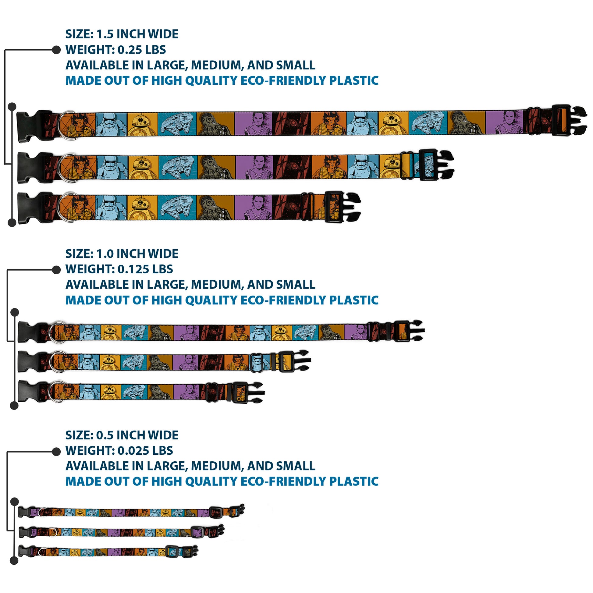 Plastic Clip Collar - Star Wars the Force Awakens Character and Icon Blocks Multi Color Plastic Clip Collars Star Wars