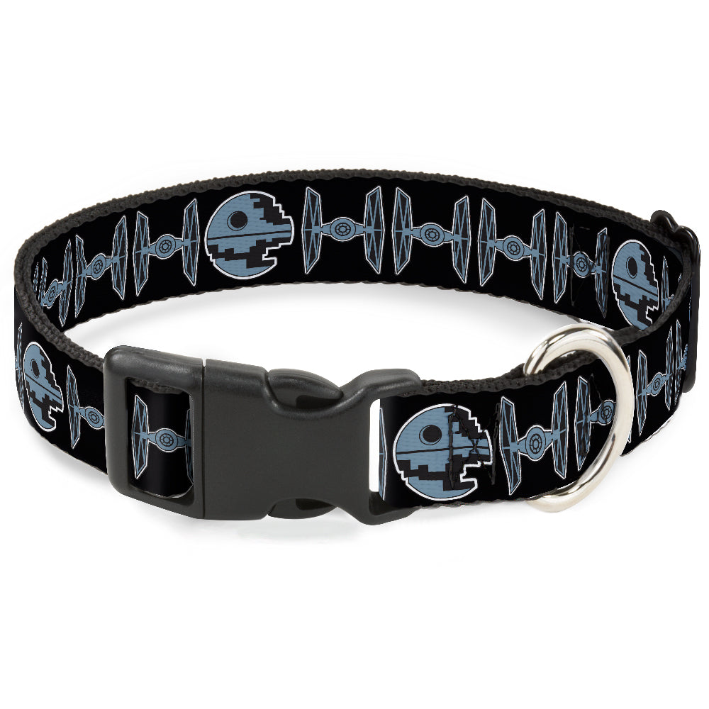 Plastic Clip Collar - Star Wars Death Star and TIE Fighters Black/Gray Plastic Clip Collars Star Wars