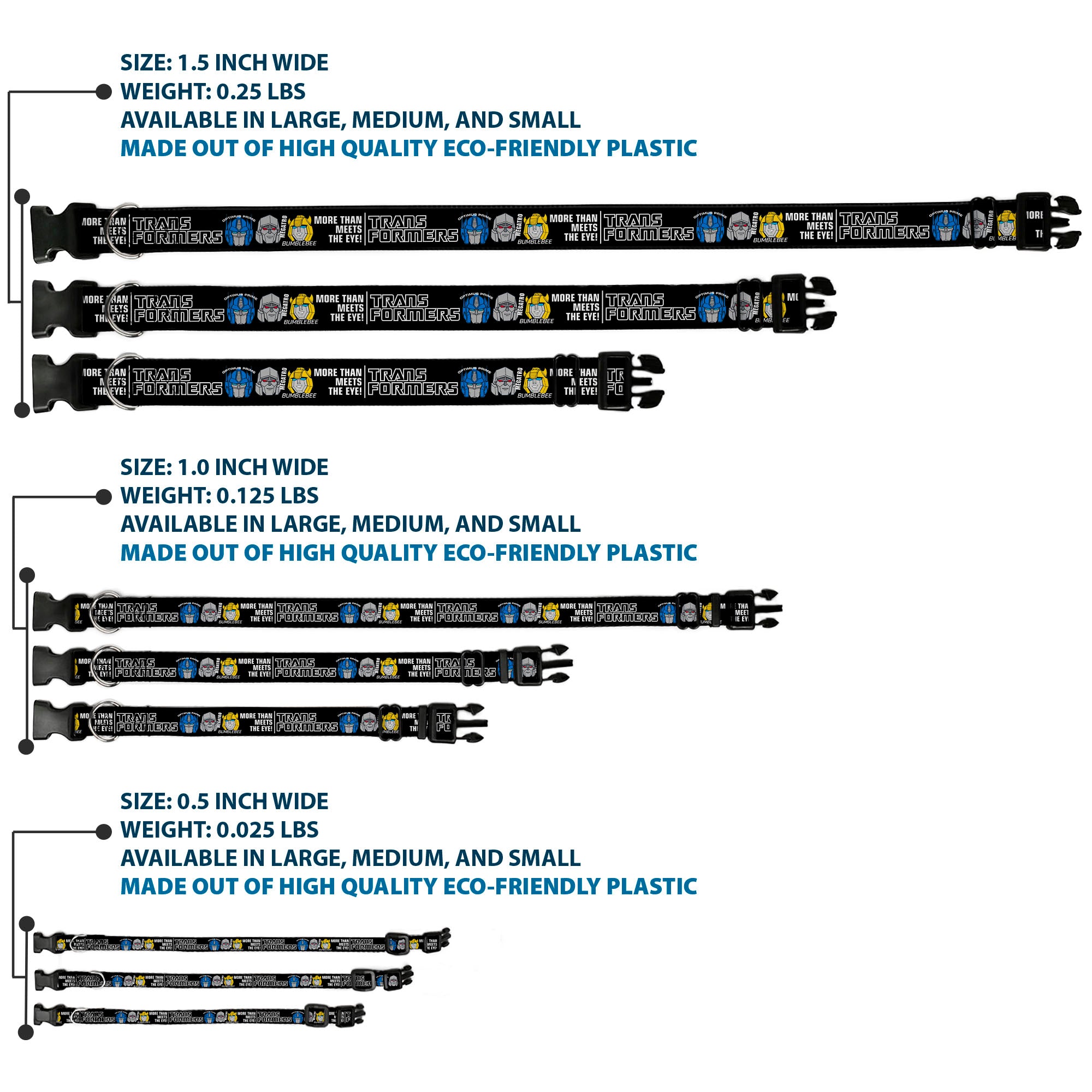 Plastic Clip Collar - TRANSFORMERS MORE THAN MEETS THE EYE Character Trio Black/White