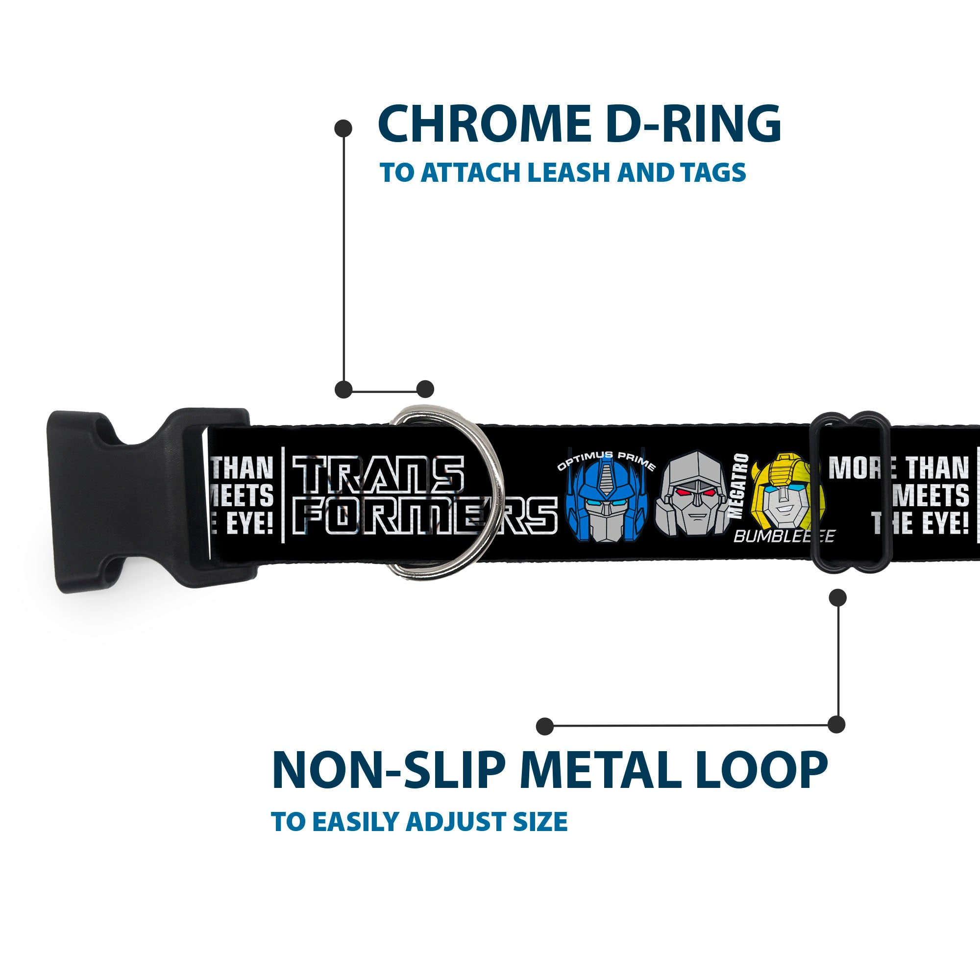 Plastic Clip Collar - TRANSFORMERS MORE THAN MEETS THE EYE Character Trio Black/White