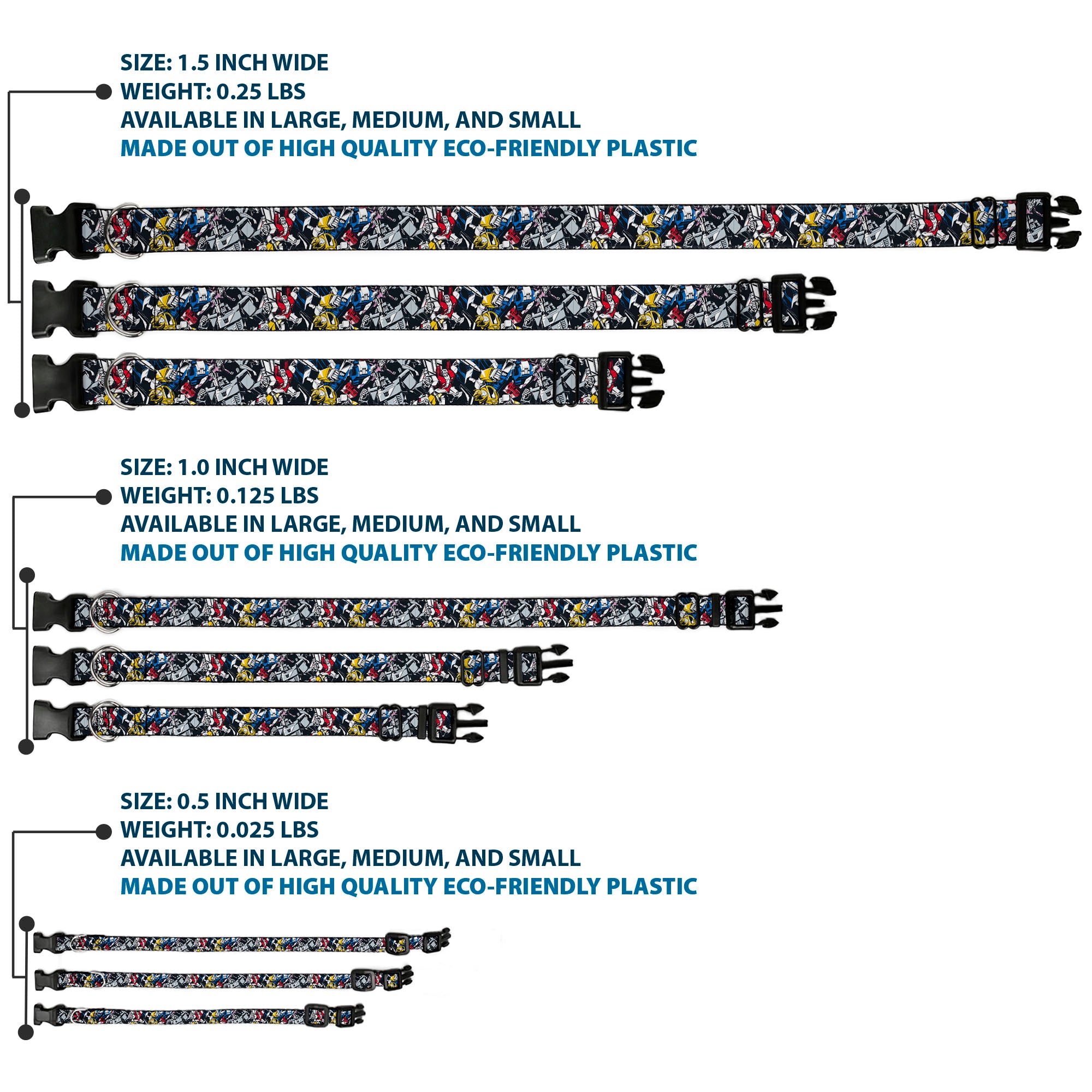 Plastic Clip Collar - Transformers Autobot and Decepticon Robots and Alternate Modes Collage