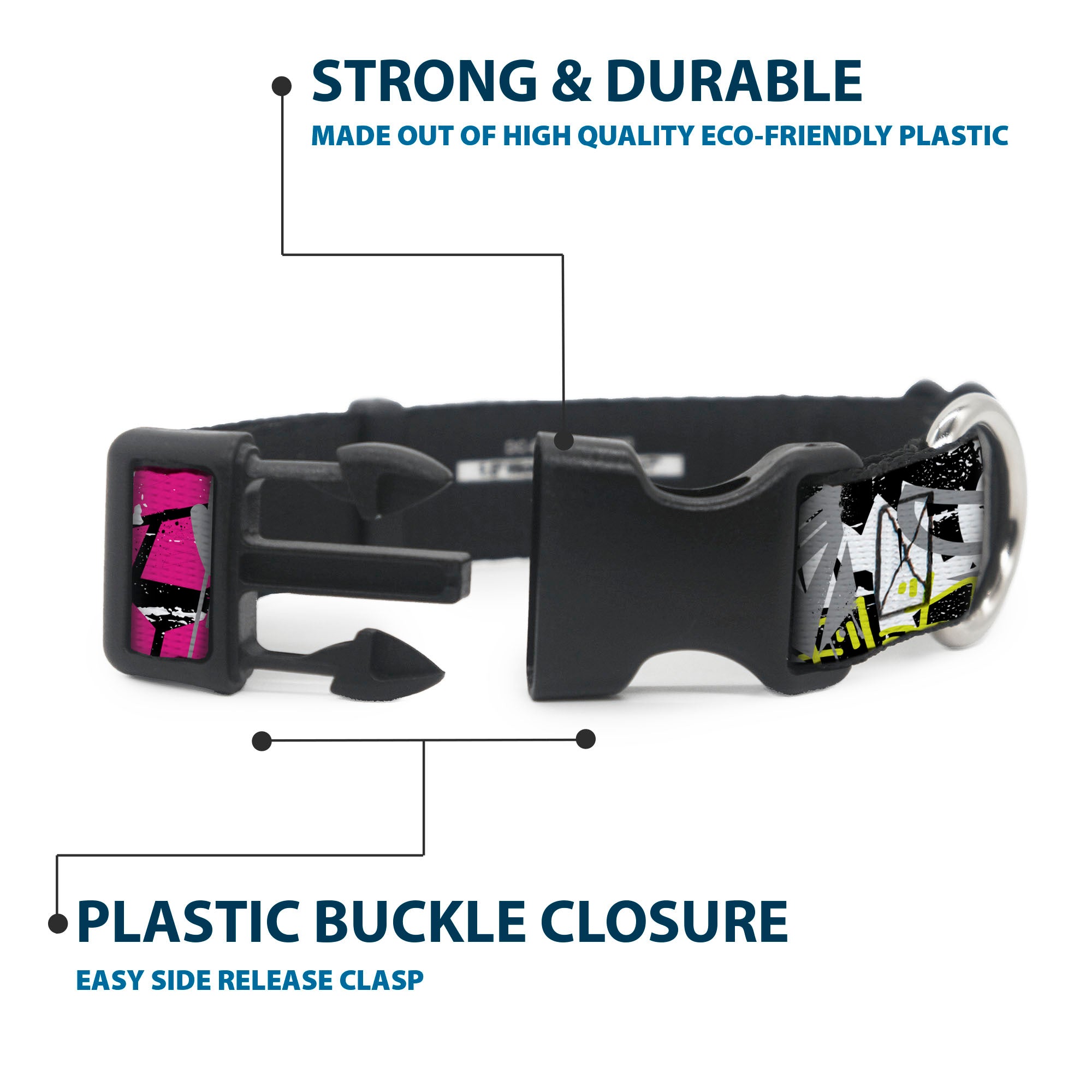 Plastic Clip Collar - Transformers Icons and Names Graffiti Collage Black/Multi Color