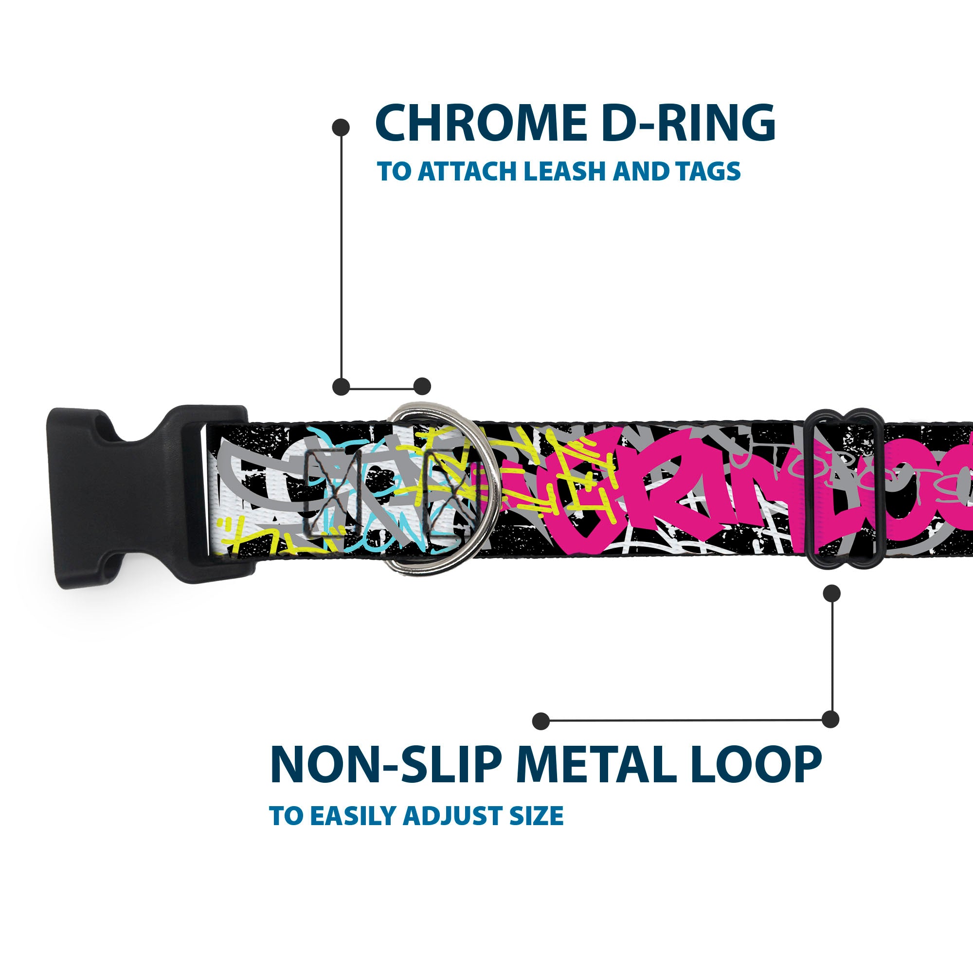 Plastic Clip Collar - Transformers Icons and Names Graffiti Collage Black/Multi Color