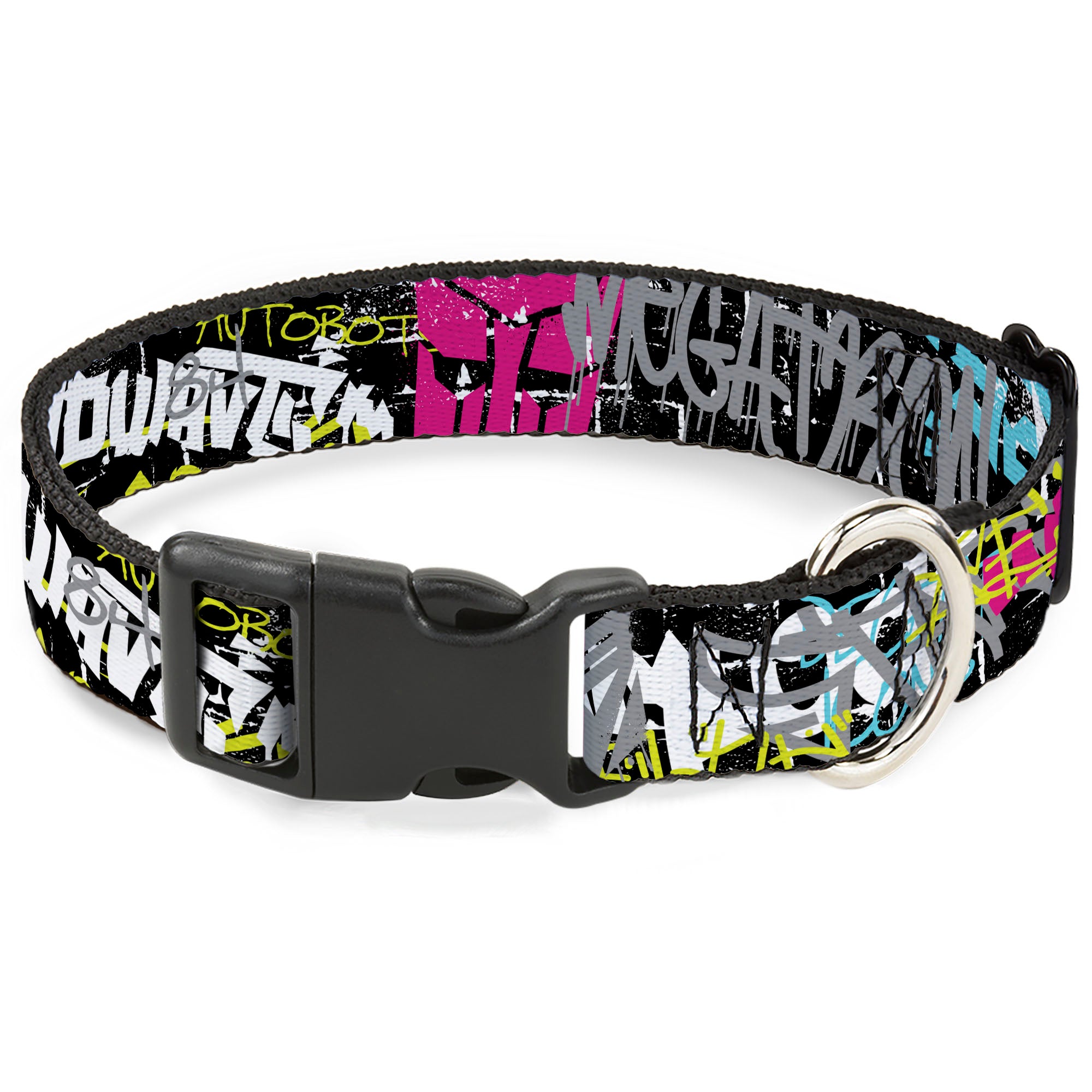Plastic Clip Collar - Transformers Icons and Names Graffiti Collage Black/Multi Color