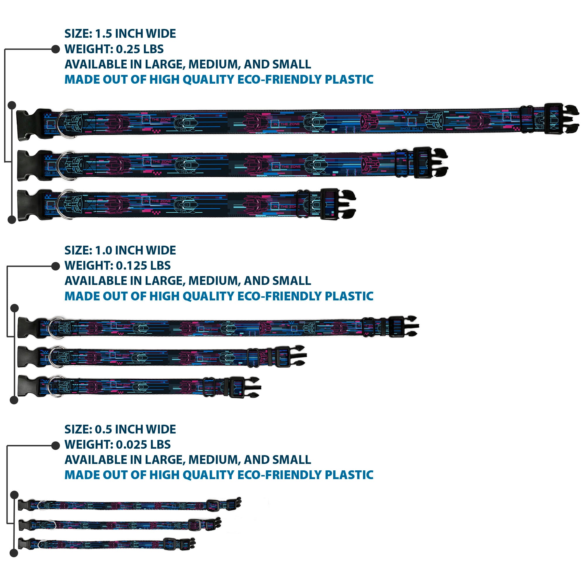 Plastic Clip Collar - Transformers Autobots IN THE ZONE Icons Blues/Reds