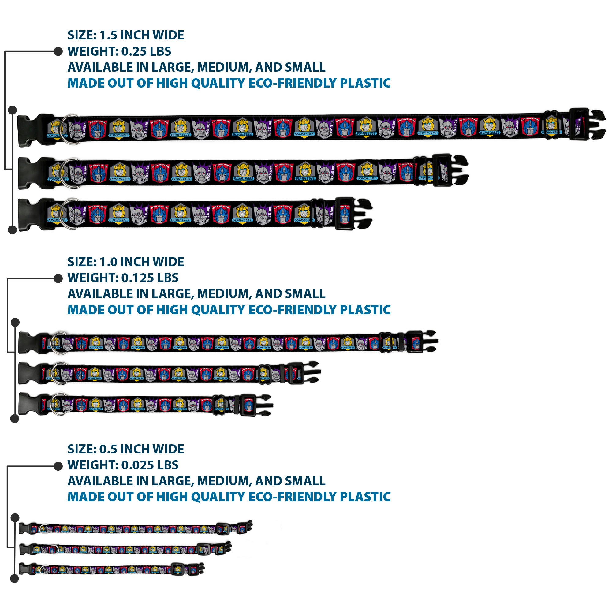 Plastic Clip Collar - Transformers Three Character Pose Icons Black