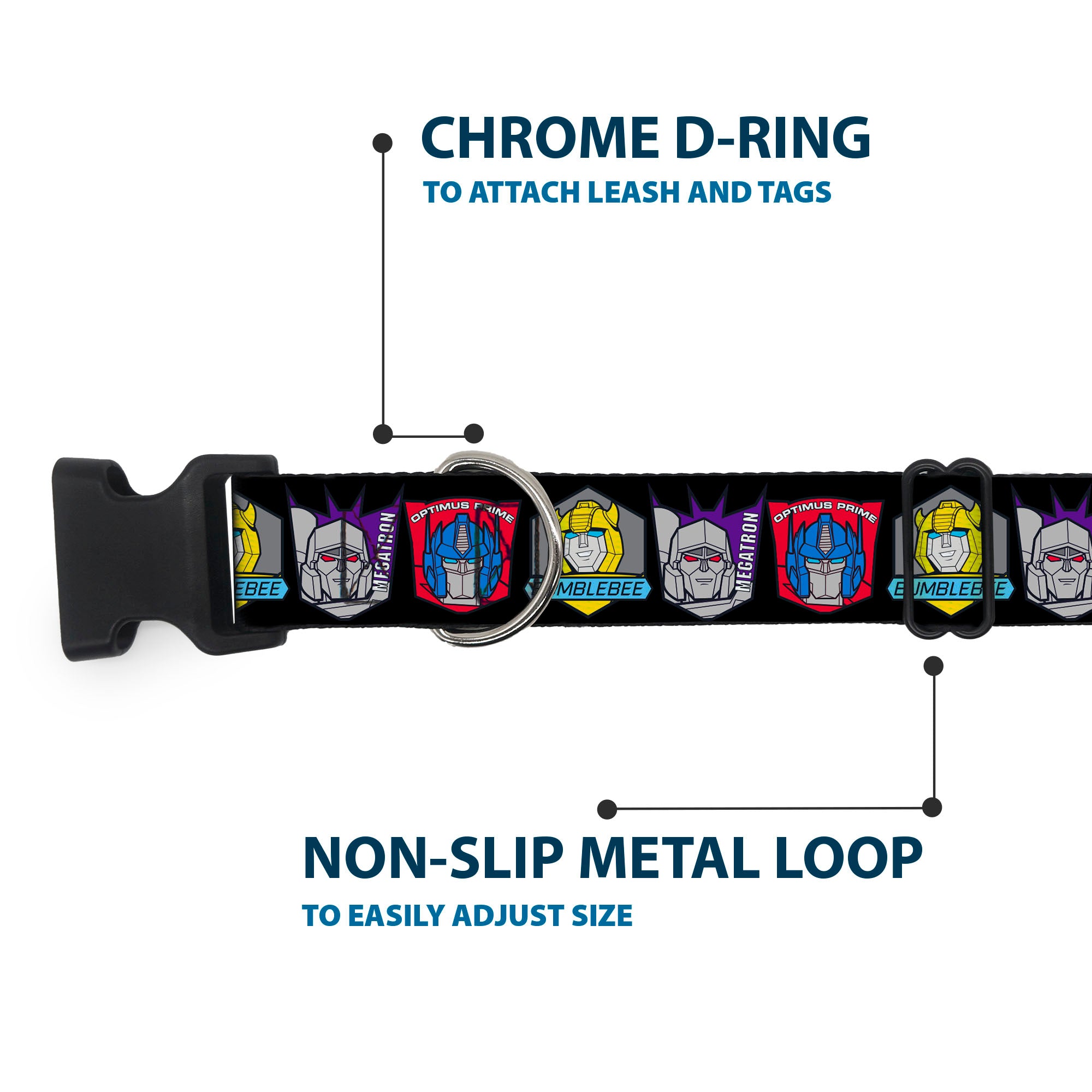 Plastic Clip Collar - Transformers Three Character Pose Icons Black