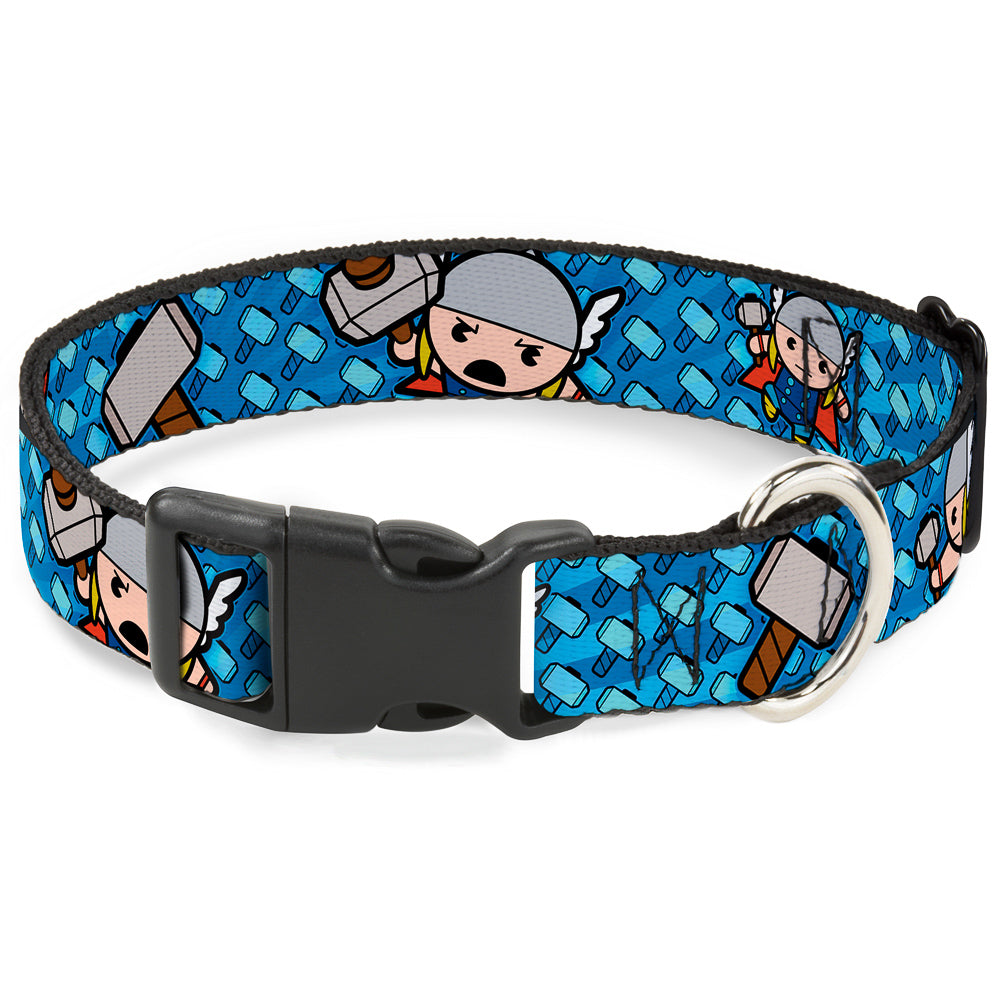 Plastic Clip Collar - Kawaii Thor Poses/Hammer Monogram Blues Plastic Clip Collars Marvel Comics