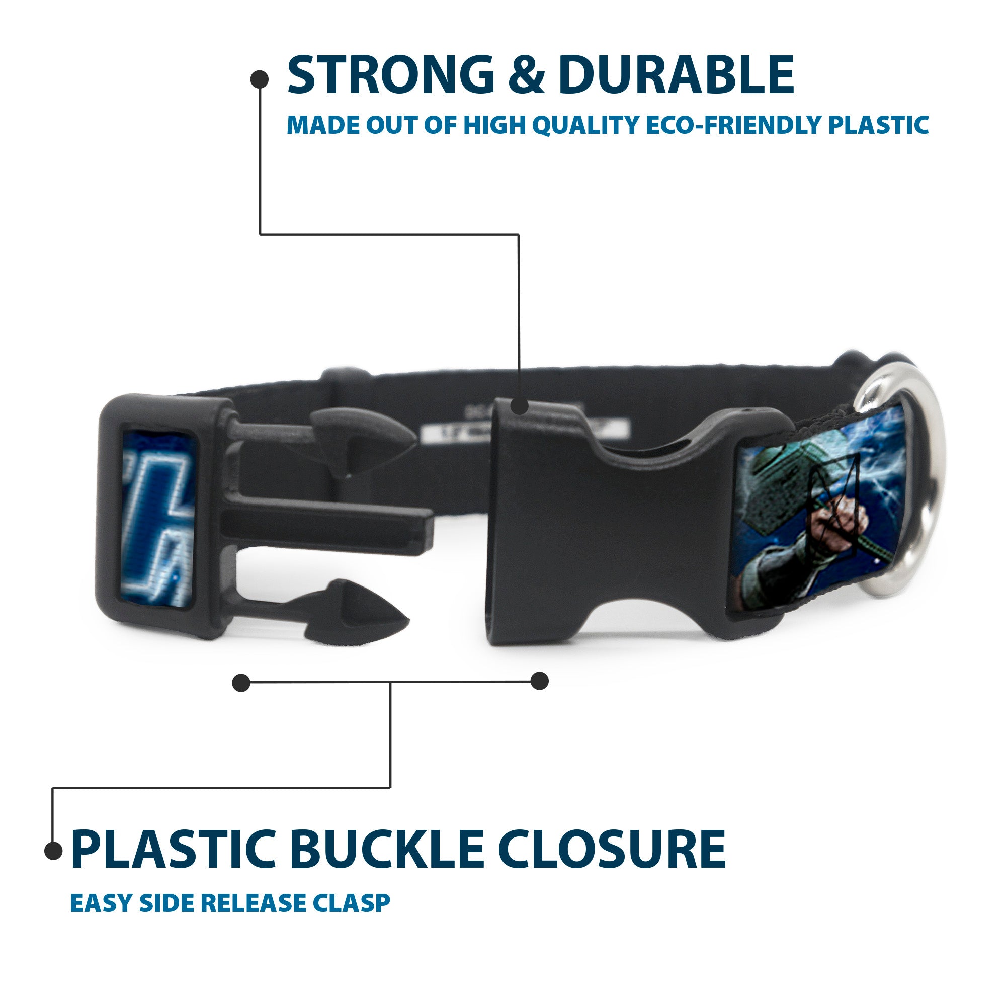 Plastic Clip Collar - Avengers THOR Hammer/Action Pose Galaxy Blues/White Plastic Clip Collars Marvel Comics