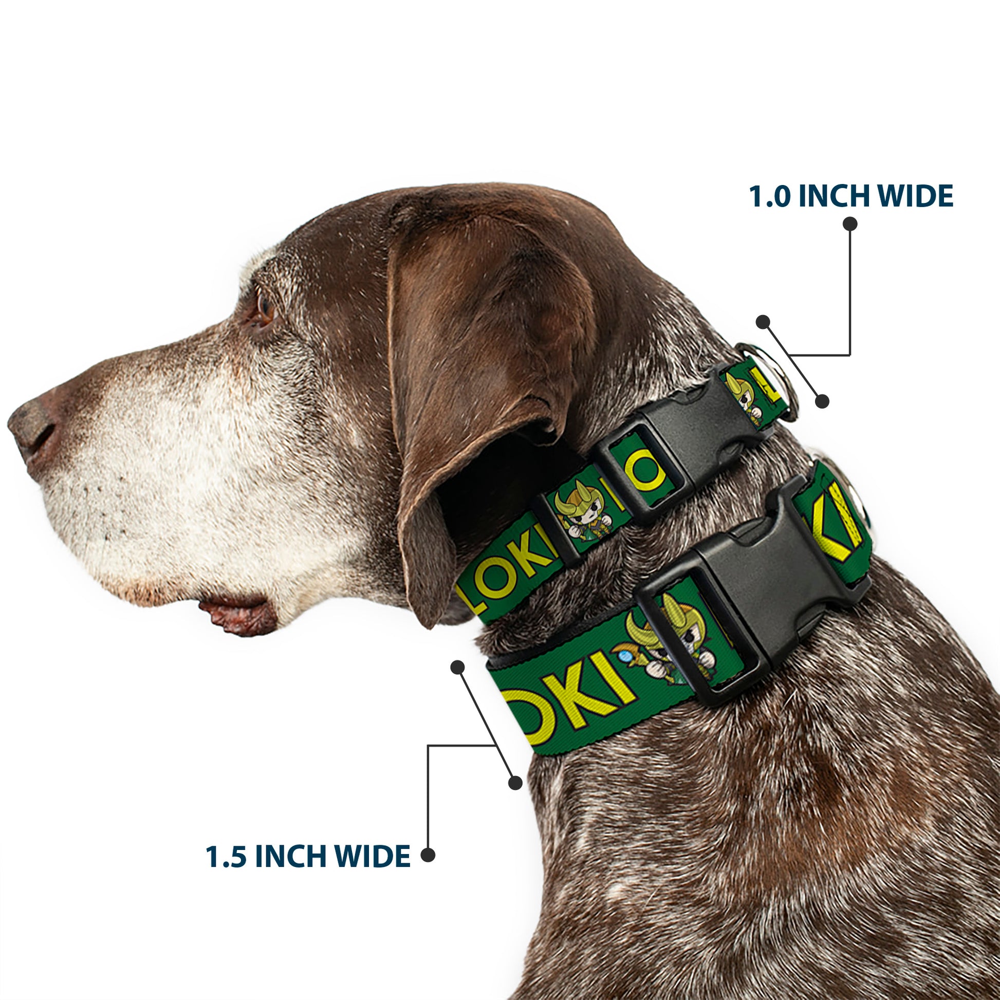 Plastic Clip Collar - Kawaii LOKI Standing Pose/Text Green/Yellow Plastic Clip Collars Marvel Comics