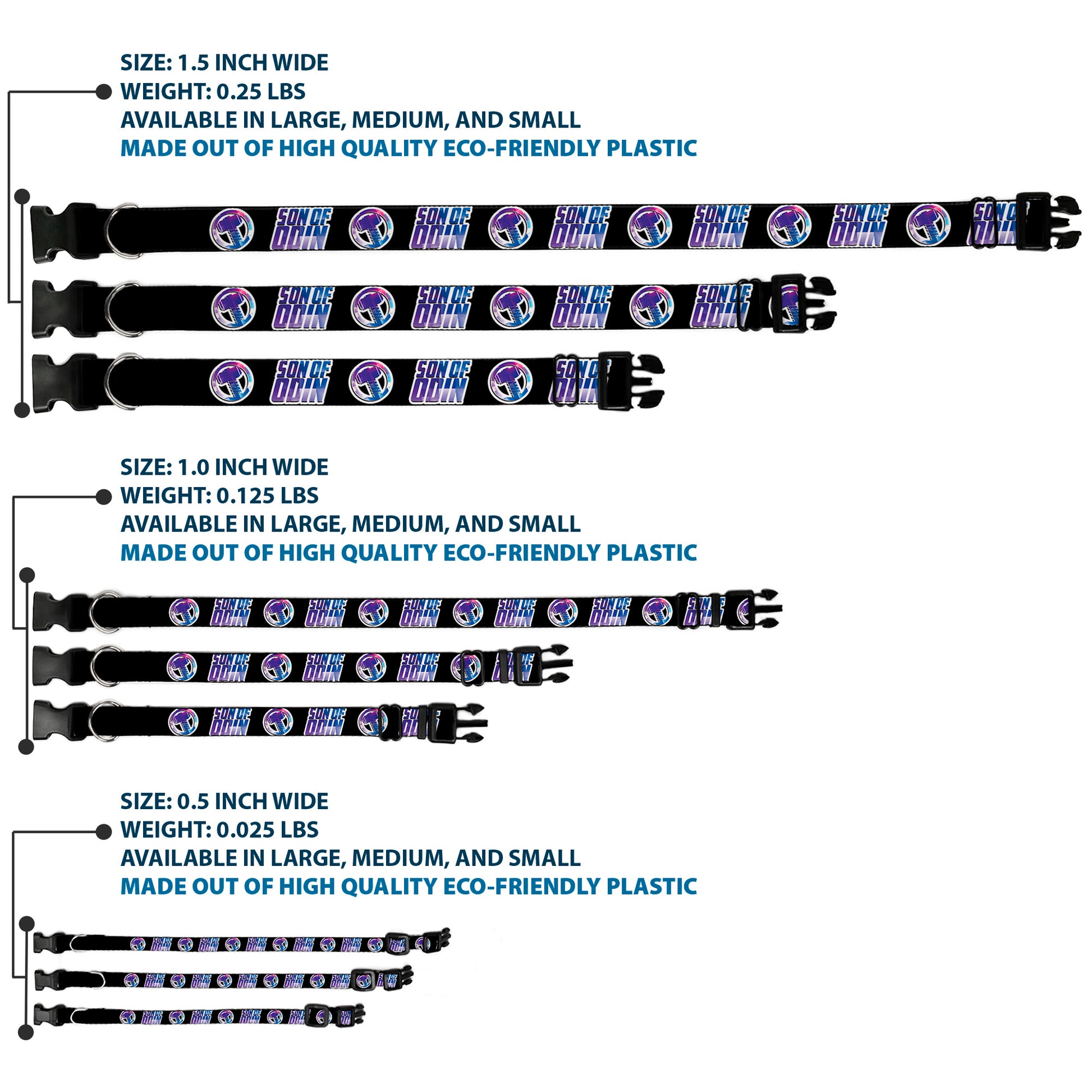 Plastic Clip Collar - Thor SON OF ODIN/Hamner Icon Black/White/Blues Plastic Clip Collars Marvel Comics