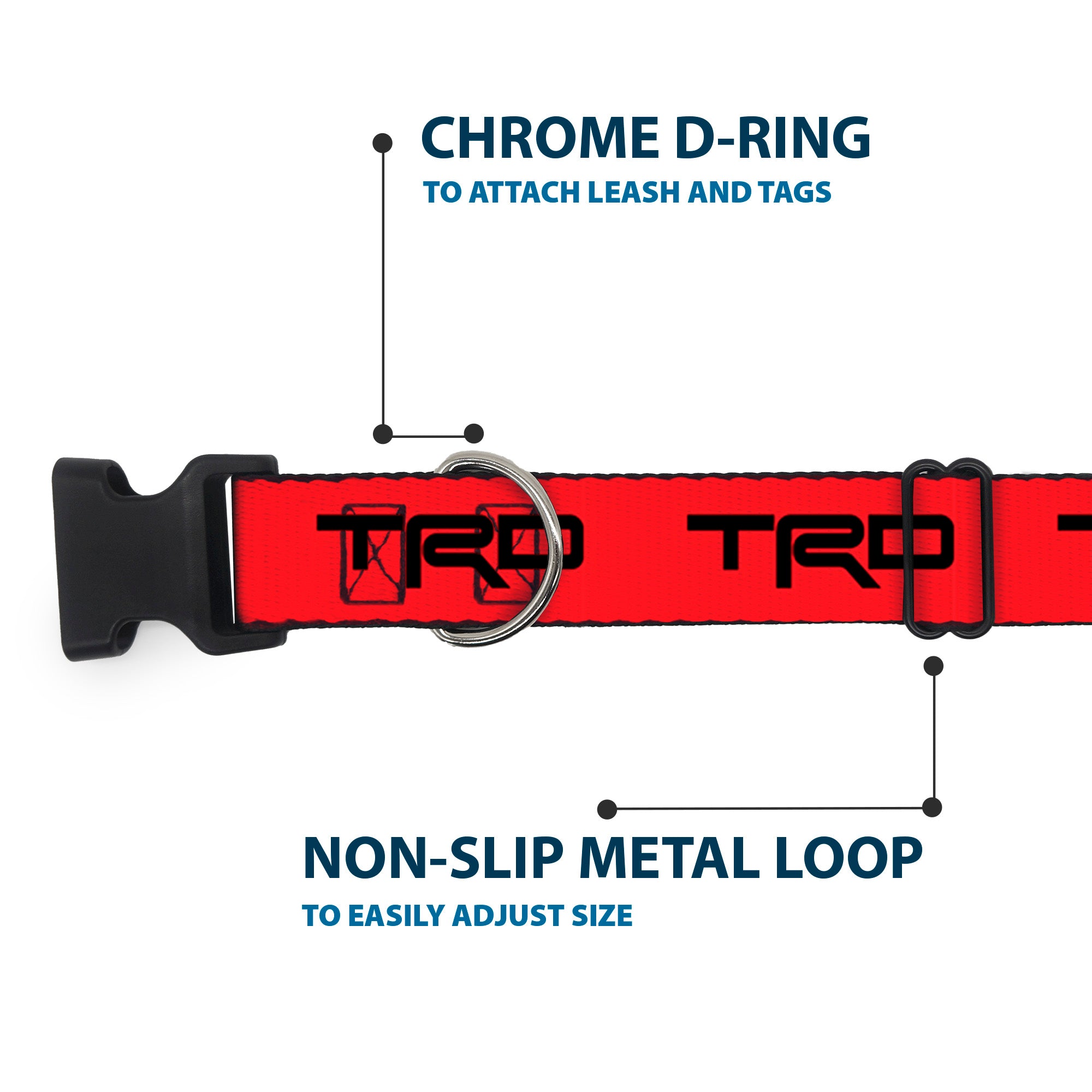 Plastic Clip Collar - Toyota Racing Development TRD Logo Red/Black Plastic Clip Collars Toyota