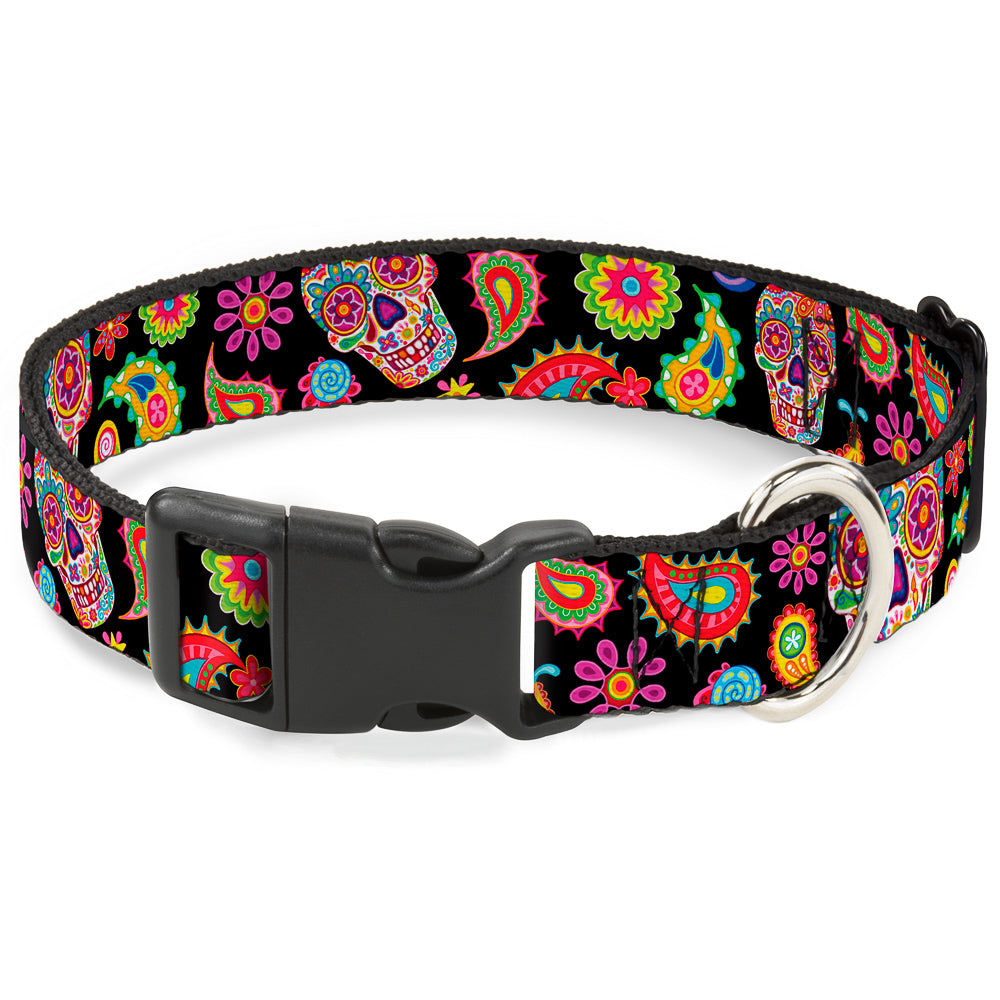 Plastic Clip Collar - Bobo Sugar Skull/Paisley Black/Multi Color Plastic Clip Collars Thaneeya McArdle