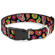 Plastic Clip Collar - Bobo Sugar Skull/Paisley Black/Multi Color Plastic Clip Collars Thaneeya McArdle