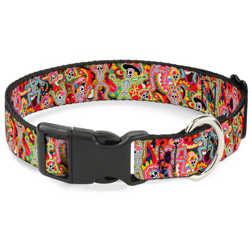 Plastic Clip Collar - Dancing Catrinas Collage Multi Color Plastic Clip Collars Thaneeya McArdle