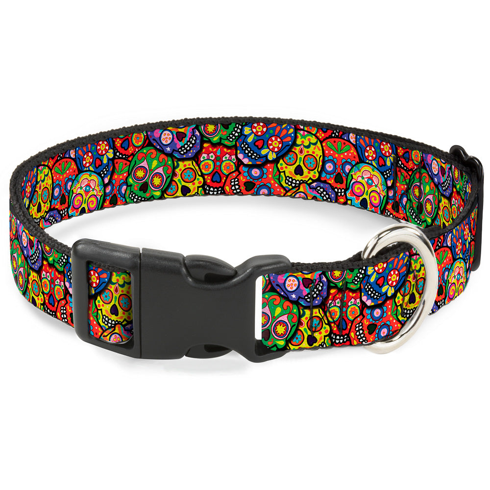 Plastic Clip Collar - Colorful Calaveras Stacked Multi Color Plastic Clip Collars Thaneeya McArdle