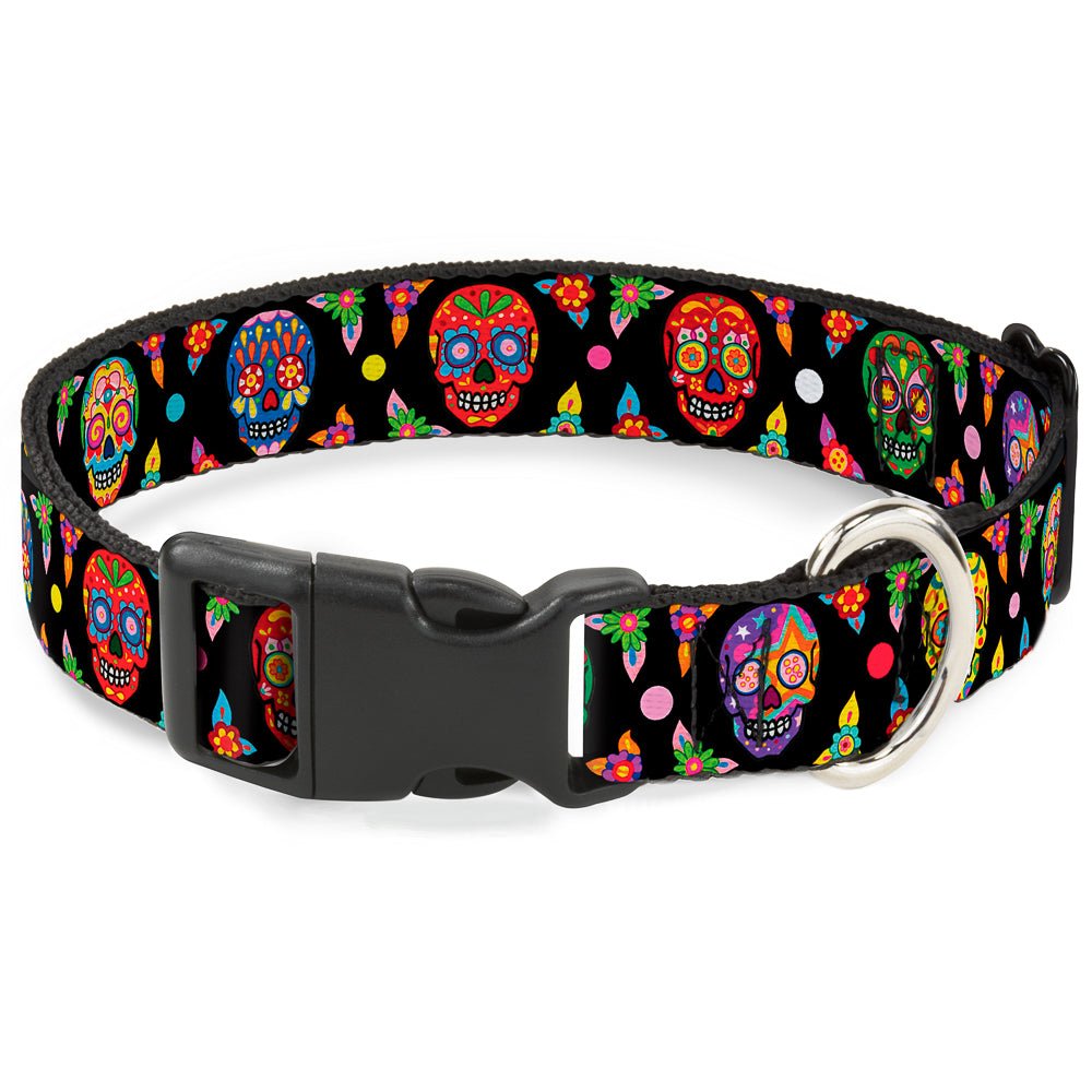 Plastic Clip Collar - Colorful Calaveras Black/Multi Color Plastic Clip Collars Thaneeya McArdle