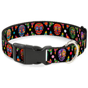 Plastic Clip Collar - Colorful Calaveras Black/Multi Color Plastic Clip Collars Thaneeya McArdle