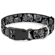 Plastic Clip Collar - The Dust of Living II Sugar Skulls Black/White Plastic Clip Collars Thaneeya McArdle