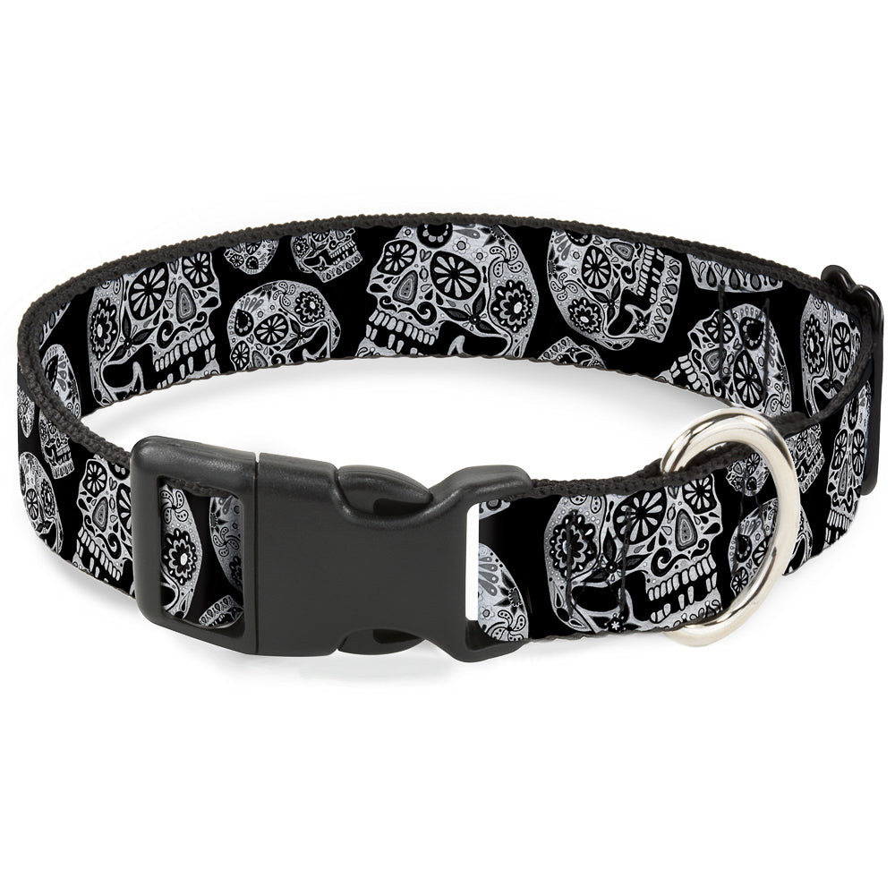 Plastic Clip Collar - The Dust of Living II Sugar Skulls Black/White Plastic Clip Collars Thaneeya McArdle